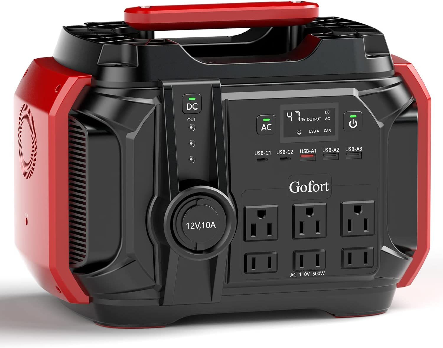gOFORT Portable Power Station 540Wh500W(Peak 1000W) 6 x Ac 110V Outlets PD 60W Portable Solar generator cPAP Battery Power Outag