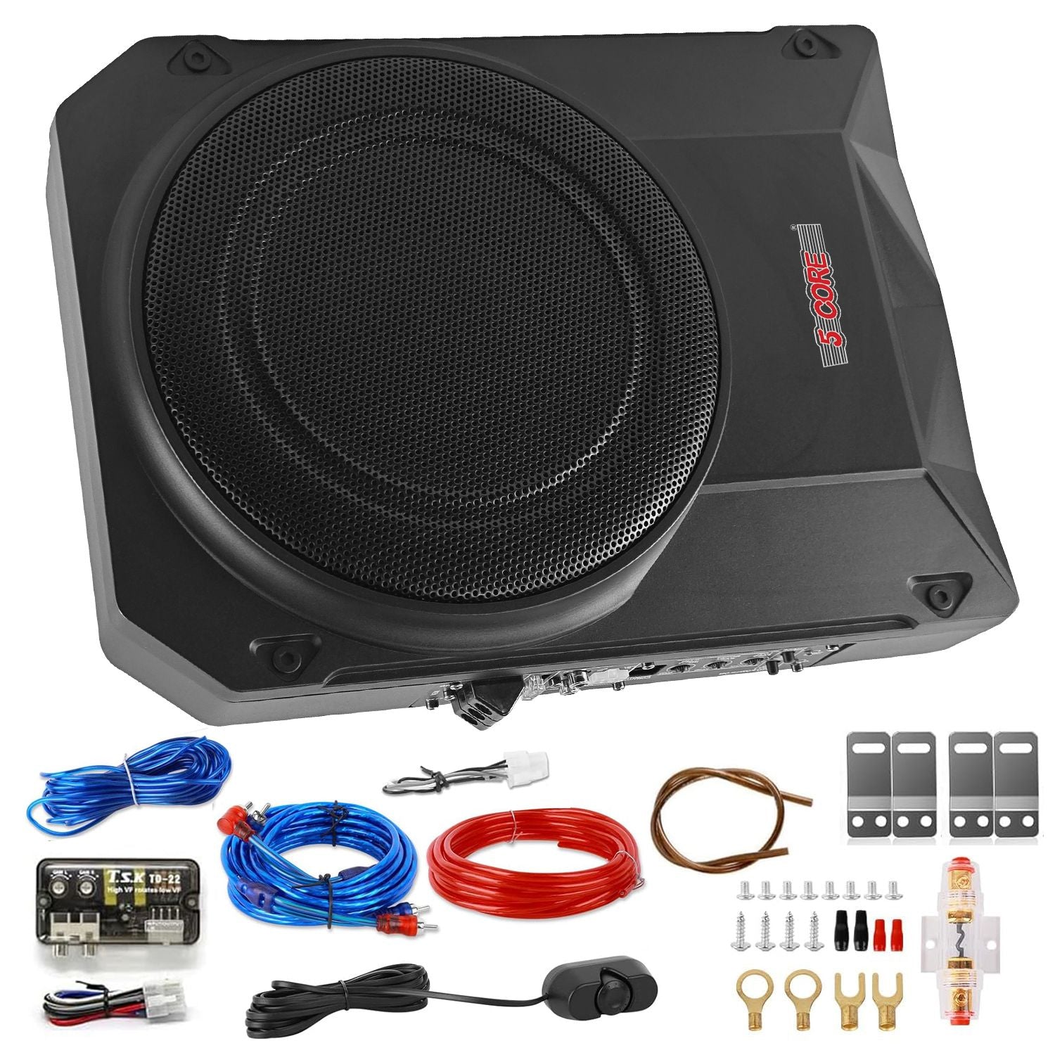 5 Core 10 Inch Slim Under Seat Car Audio Subwoofer 800W Active Powered Under Seat Built In Amplifier Truck Sub Woofer In Enclosu