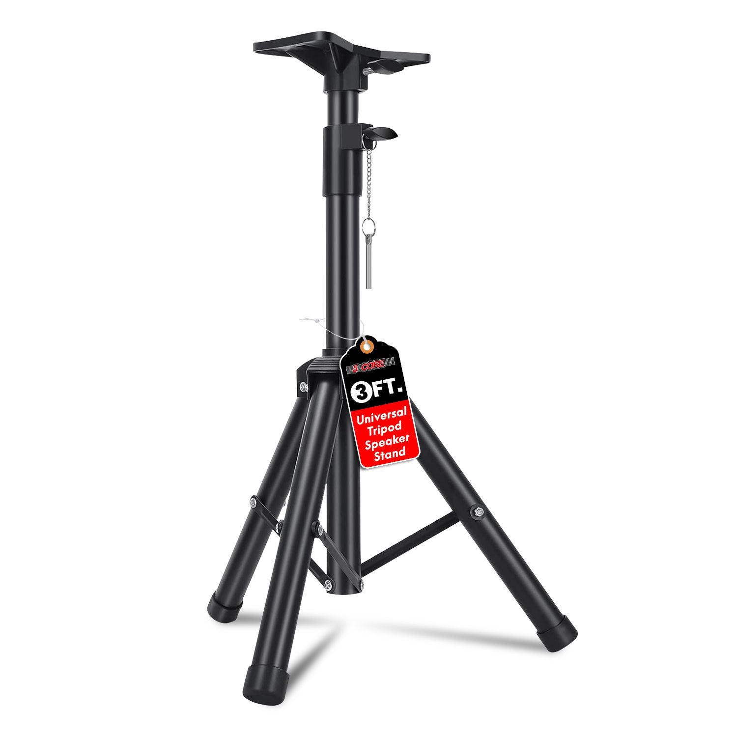 5 Core Speaker Stand Tripod Floor Heavy Duty Adjustable 24 To 36 Inch Dj Studio Short Monitor Stands Pole Mount   Ss Hd 3Ft Blk