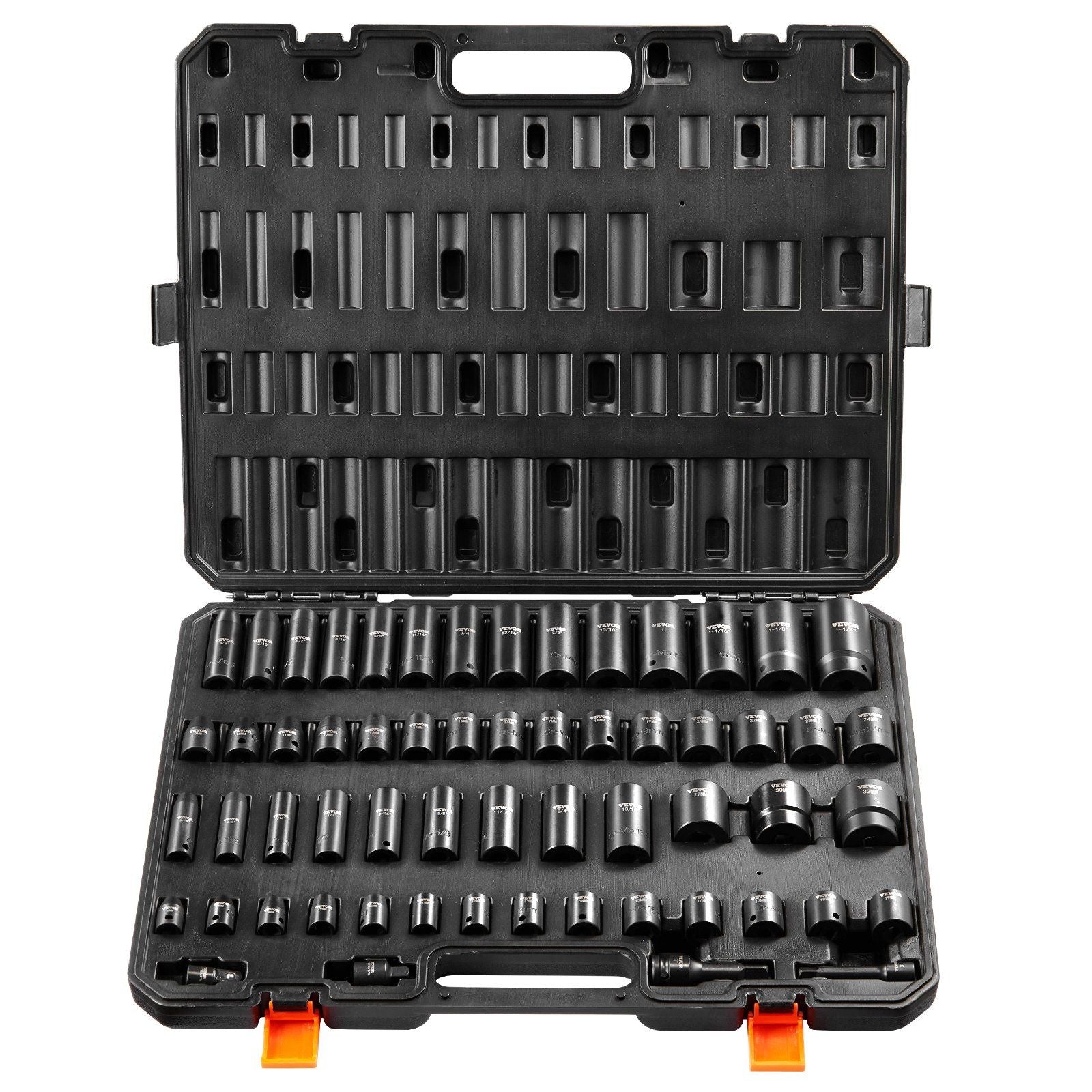 VEVOR Impact Sockets Set 59pcs 6-Point 3/8 & 1/2 Drive Bit Ratchet Tool Kit