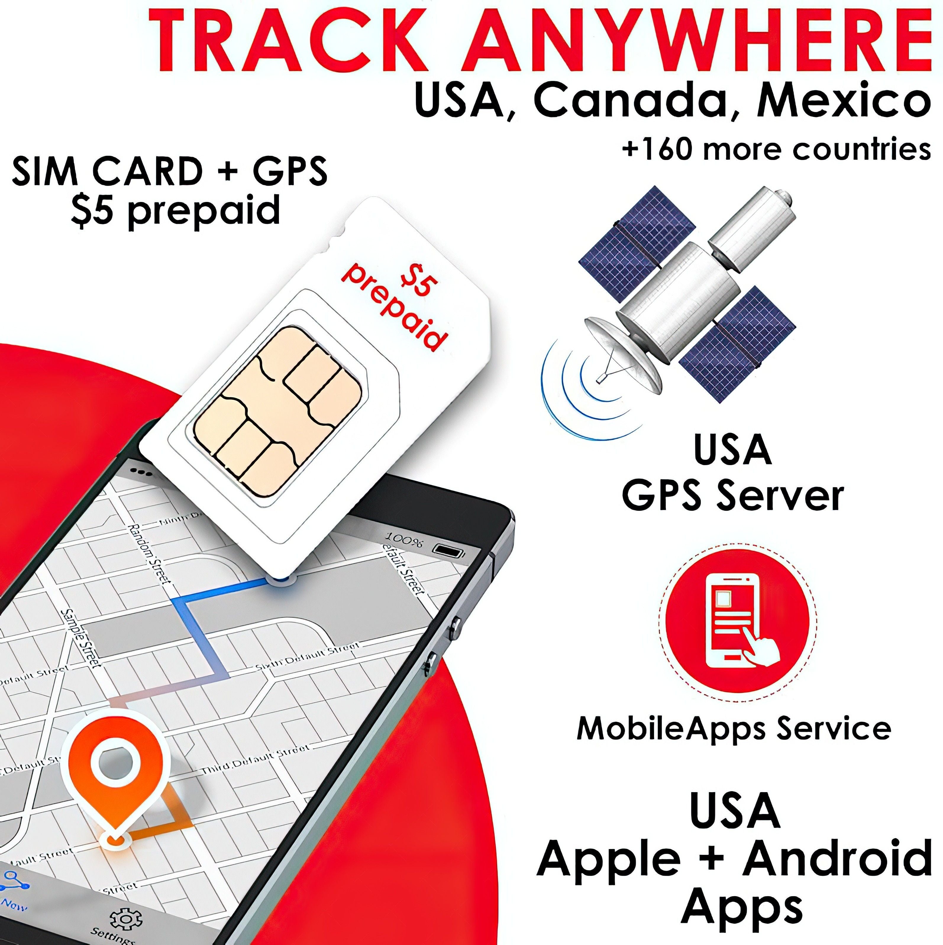 GPS.cards SIM for Concox WeTrack lite (GV25) Portable Tracker + No Contracts