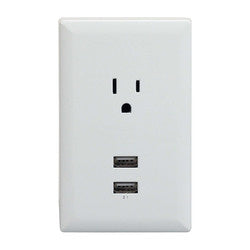 RCA Dual USB + Single Power Outlet Wall Adapter Plate WP2UWR(D0102HE9B1A.)