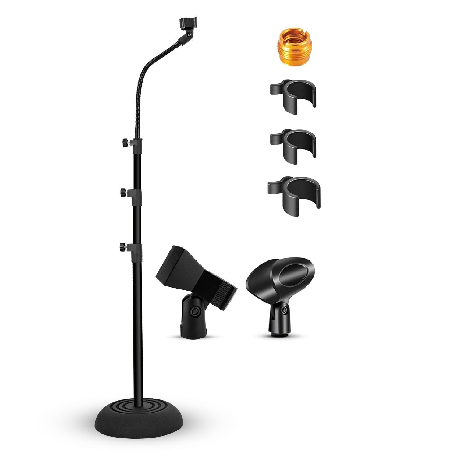 5 Core Mic Stand Floor Adjustable Universal Heavy Duty Gooseneck Microphone Stands Round Base Soporte De Micrfono   Ms Rbp 3T Gs