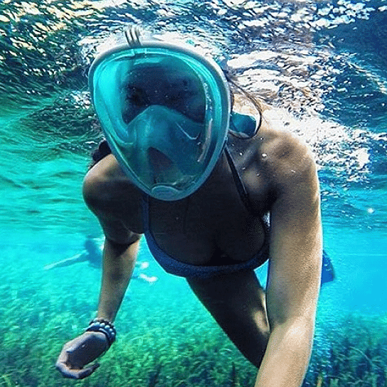 Full Face Snorkel Mask with Optional HD 1080P Action Sports Camera(D0102HEY1WU.)