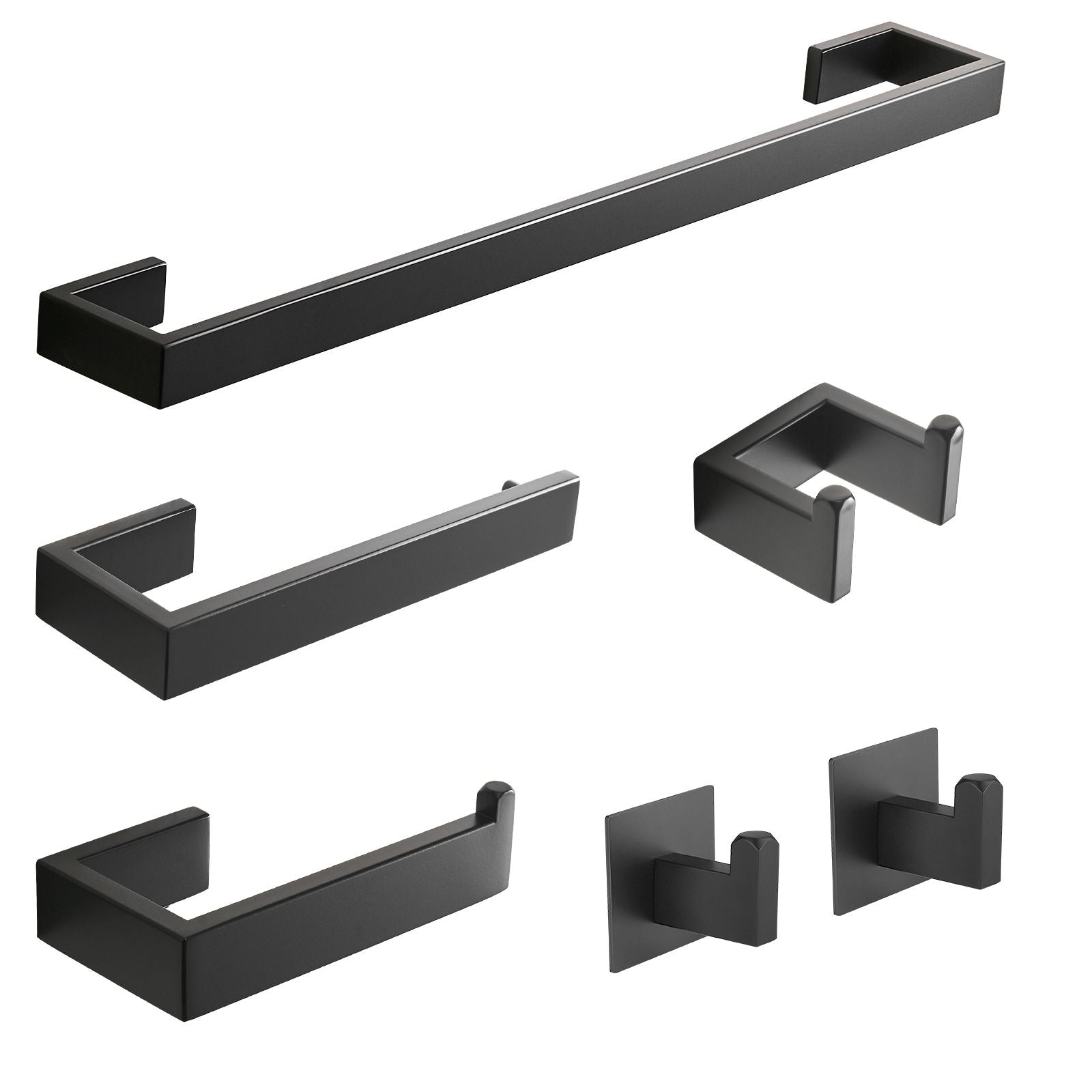 6 Pieces Bathroom Hardware Accessories Set Matte Black Towel Bar Set,Wall Mounted,Premium Stainless Steel(D0102HgcBWY)