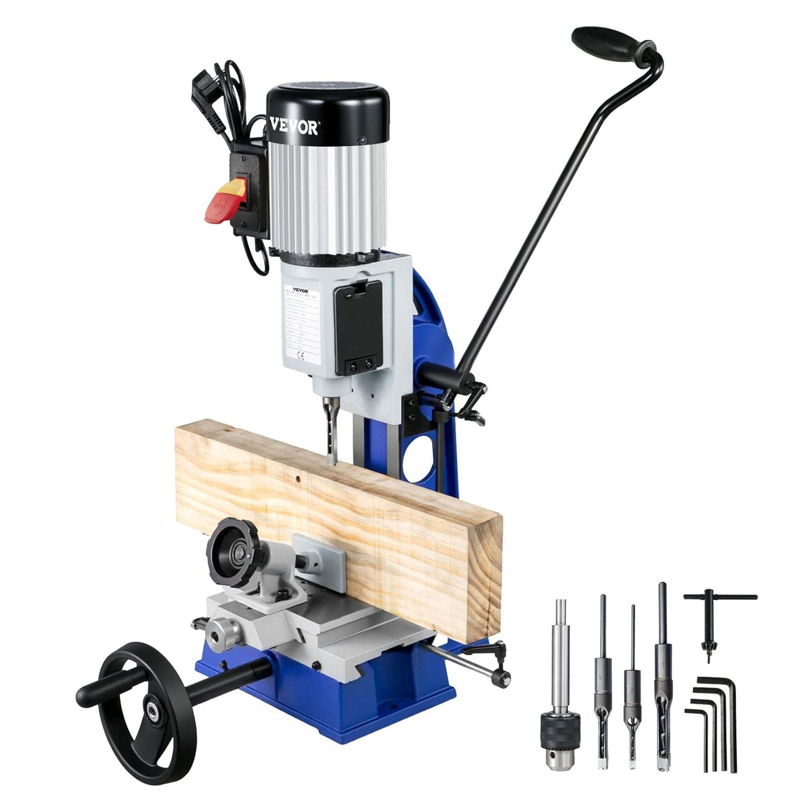 VEVOR Woodworking Mortise Machine, 1/2 HP 1400RPM Powermatic Mortiser, With Movable Work Bench Benchtop Mortising Machine, For M