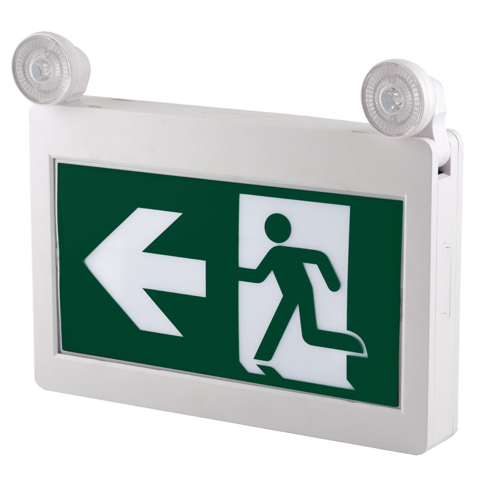 H3  LED Running Man combo Safety Exit Sign  4W  6000-7000K  green  120-347V  36V 1000mAh Ni-cd Battery  Single & Double Face  UL