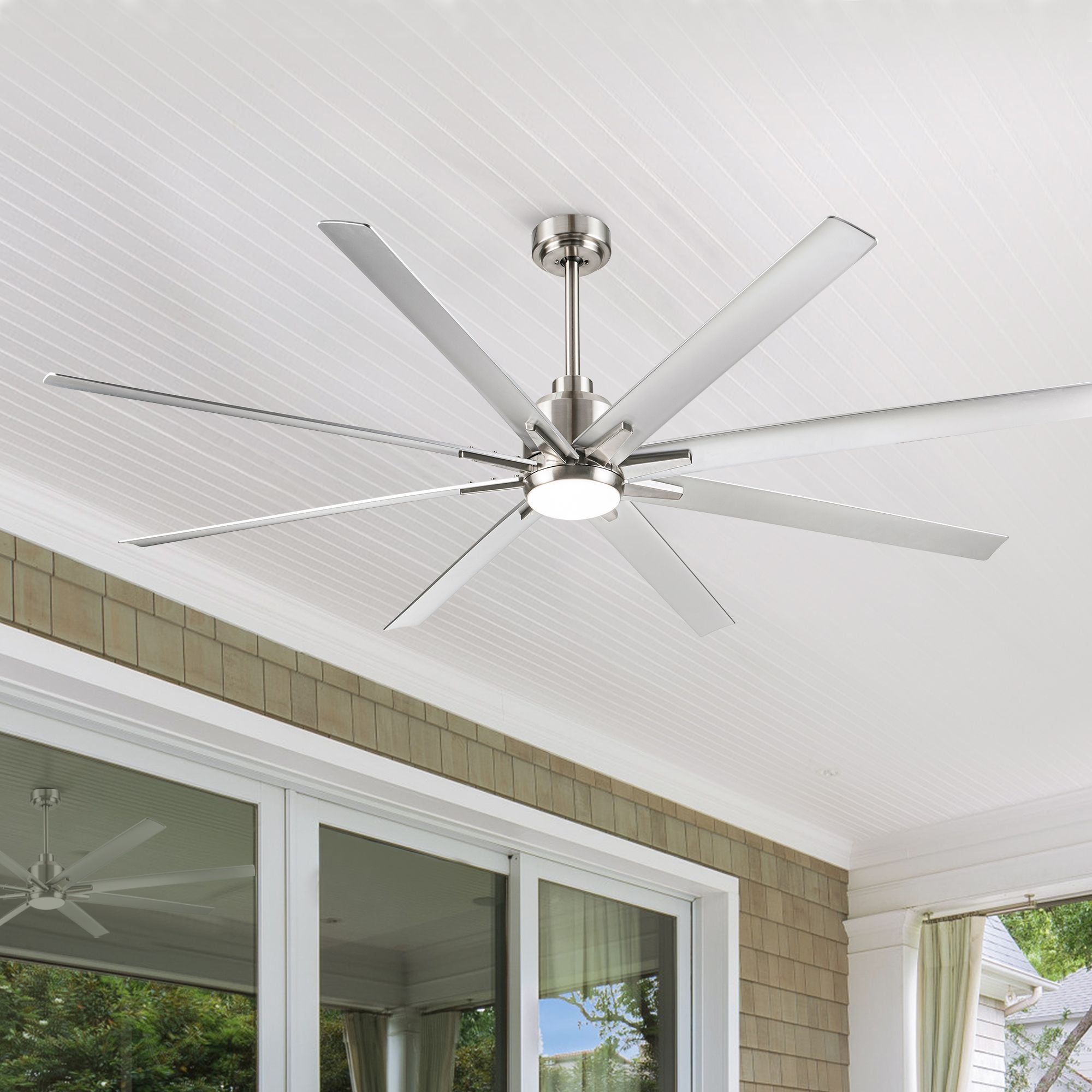 YUHAO 72 in Integrated LED Brushed Nickel Smart ceiling Fan with APP Remote(D0102HgMVQU)