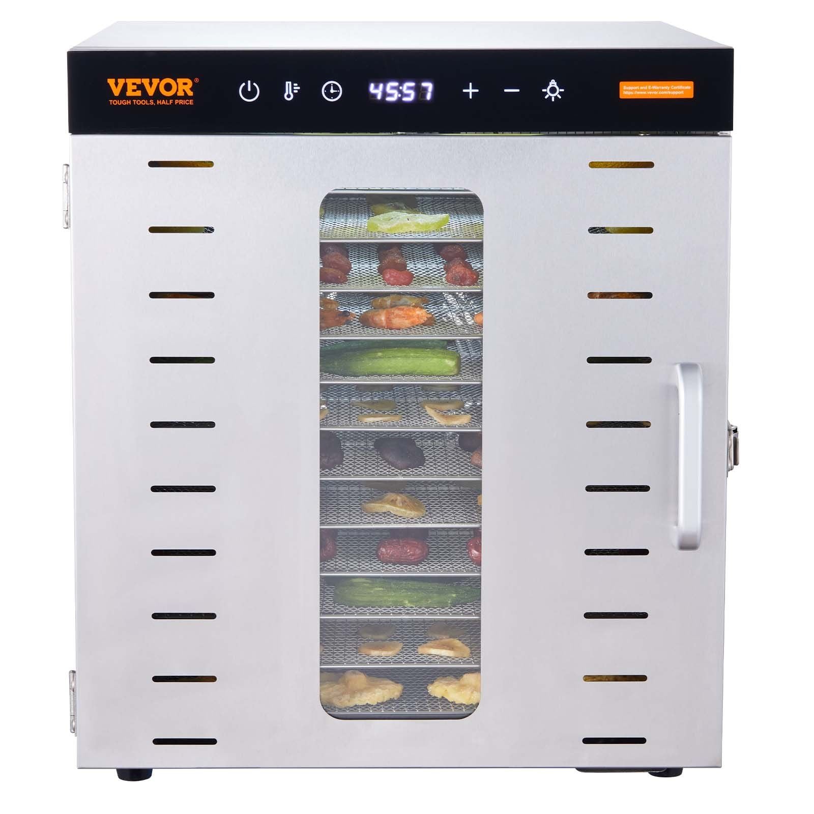 Vevor Food Dehydrator Machine, 10 Stainless Steel Trays, 1000W Electric Food Dryer With Digital Adjustable Timer & Temperature F