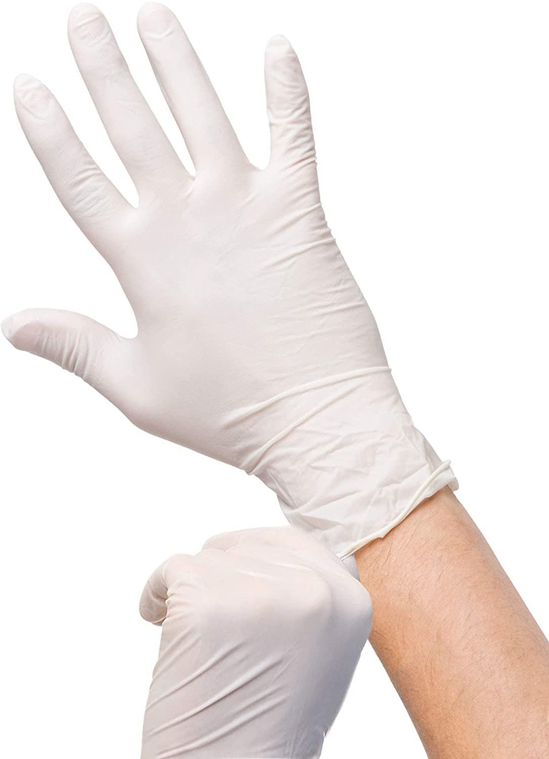Pack of 100 Latex gloves Natural color Extra Large size Disposable Ambidextrous Hand covers Unisex Transparent Food gloves for K