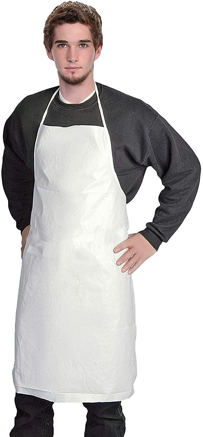 Waterproof Disposable Aprons 28 x 36 Pack of 10 Large Polypropylene 60 gsm with Microporous Film 60 gsm Bibs for Adults Unisex W