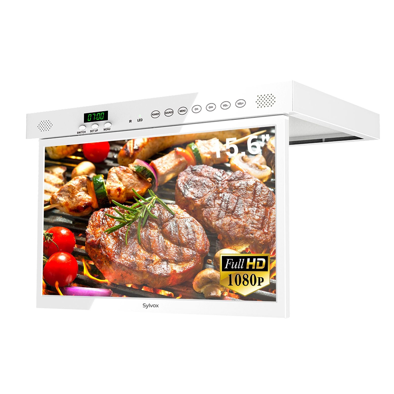 Sylvox 156 Kitchen TV Flap down Smart TV Android 110 Supports Timing Bluetooth WiFi Foldable Under cabinet TV(D0102HI8NHA)