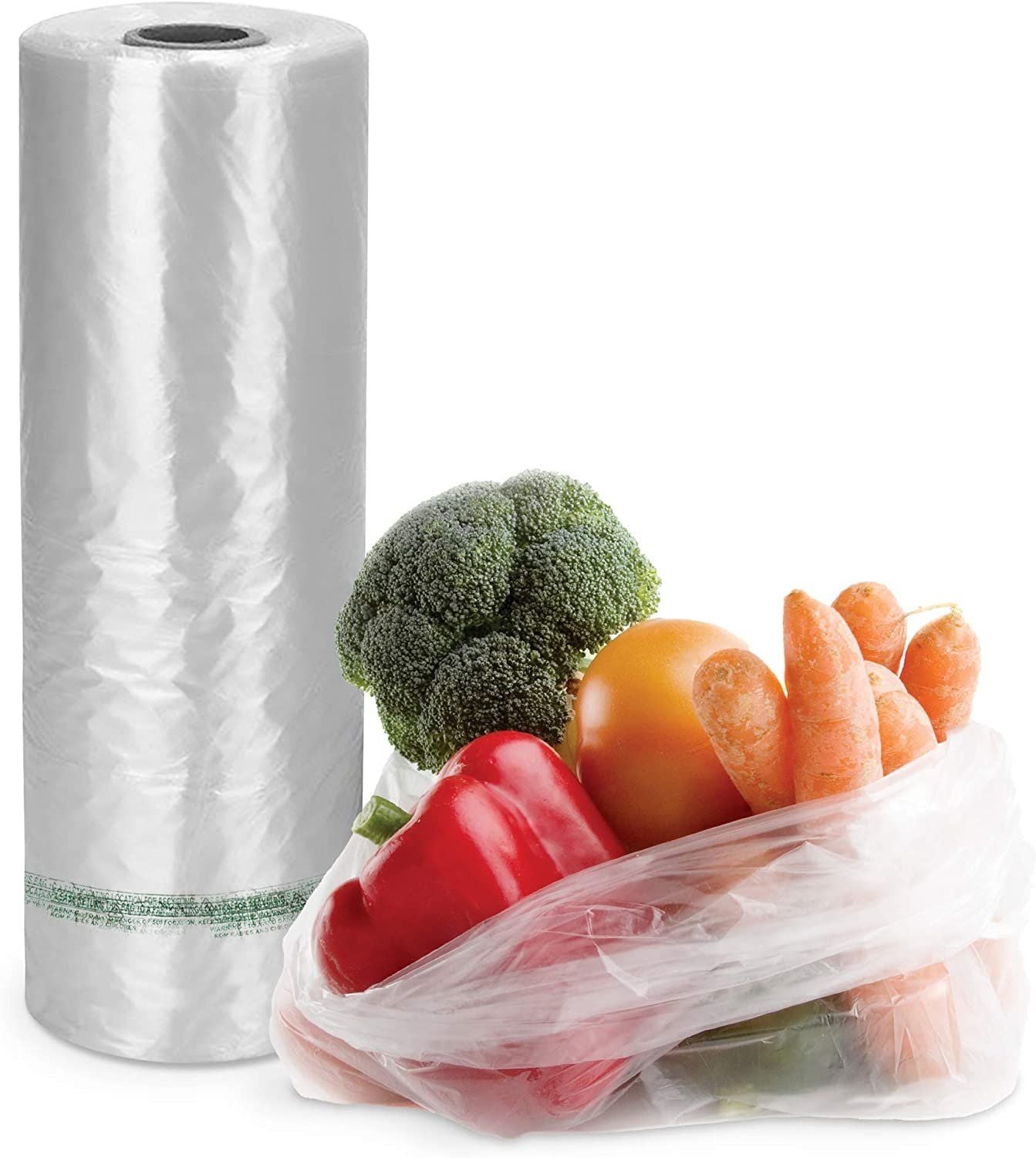 Pack of 765 clear Plastic Produce Bags on a Roll 12 x 17 Thickness 8 Micron Polyethylene Bags 12x17 clear Printed Produce Bags P
