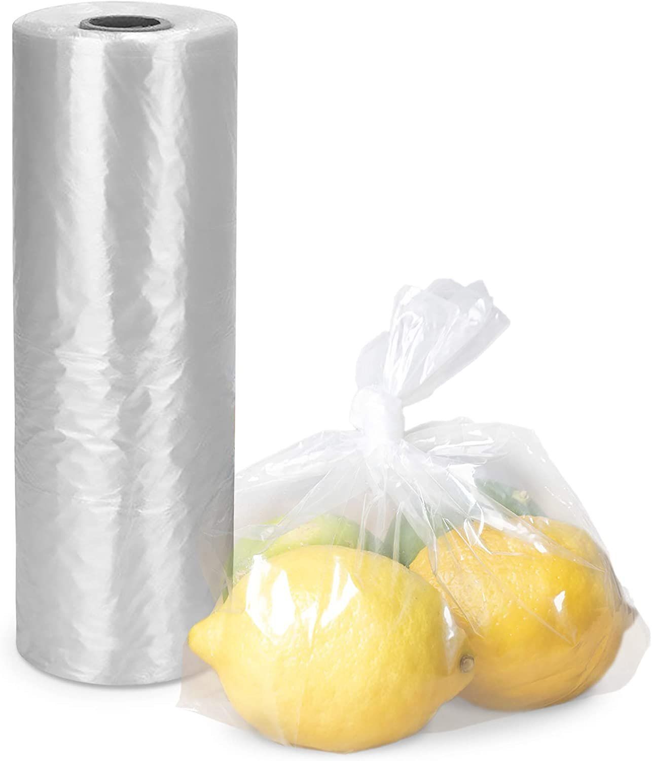 Plastic Produce Bags Roll 10 x 15 clear Plastic Bags for Food Roll of 500 Disposable Food Storage 10 Mil Bags Heavy Duty Vegetab