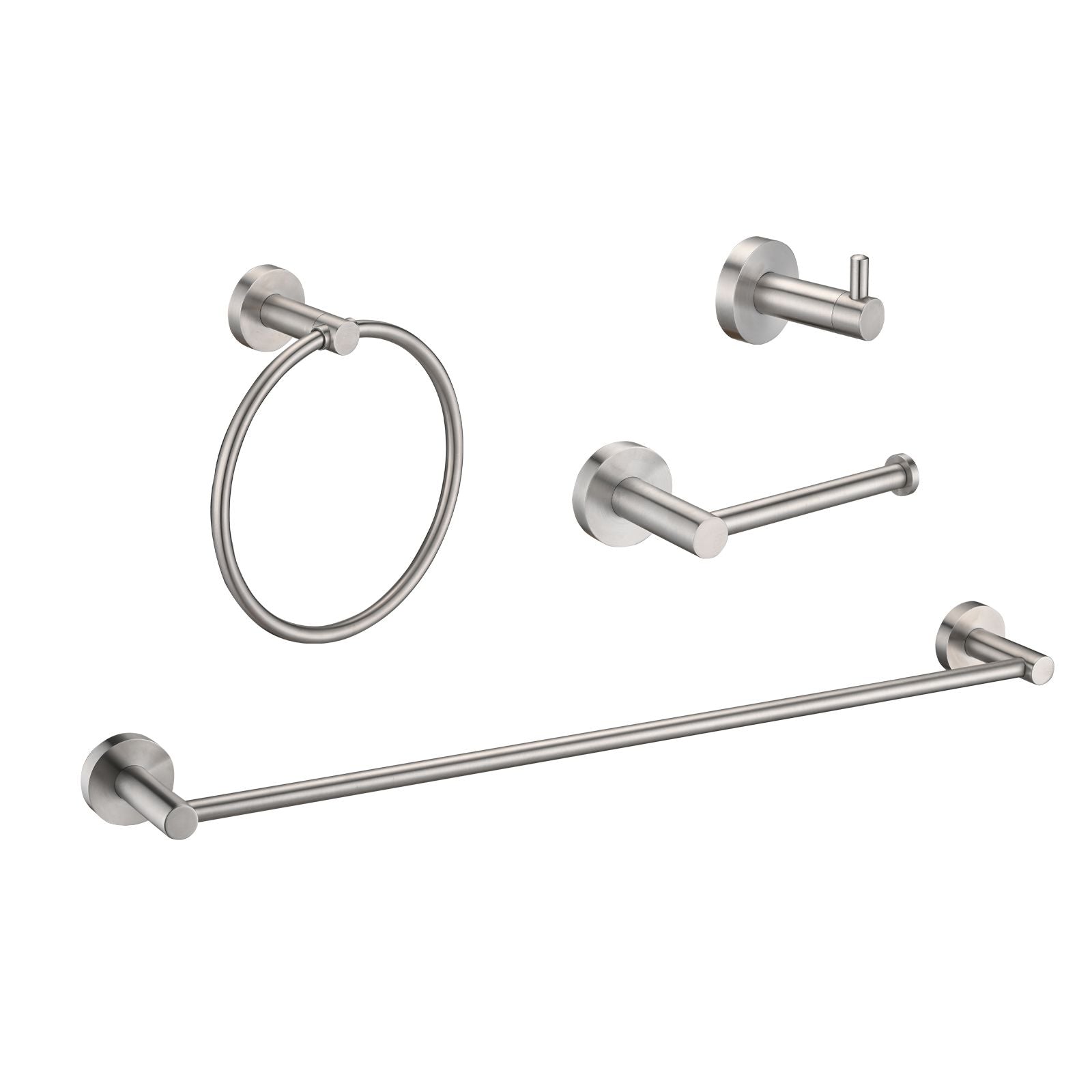 Brushed Nickel Bathroom Hardware Set 4 Pieces Towel Bar Set Stainless Steel Wall Mounted  Includes 16In Hand Towel Bar  Towel Ri