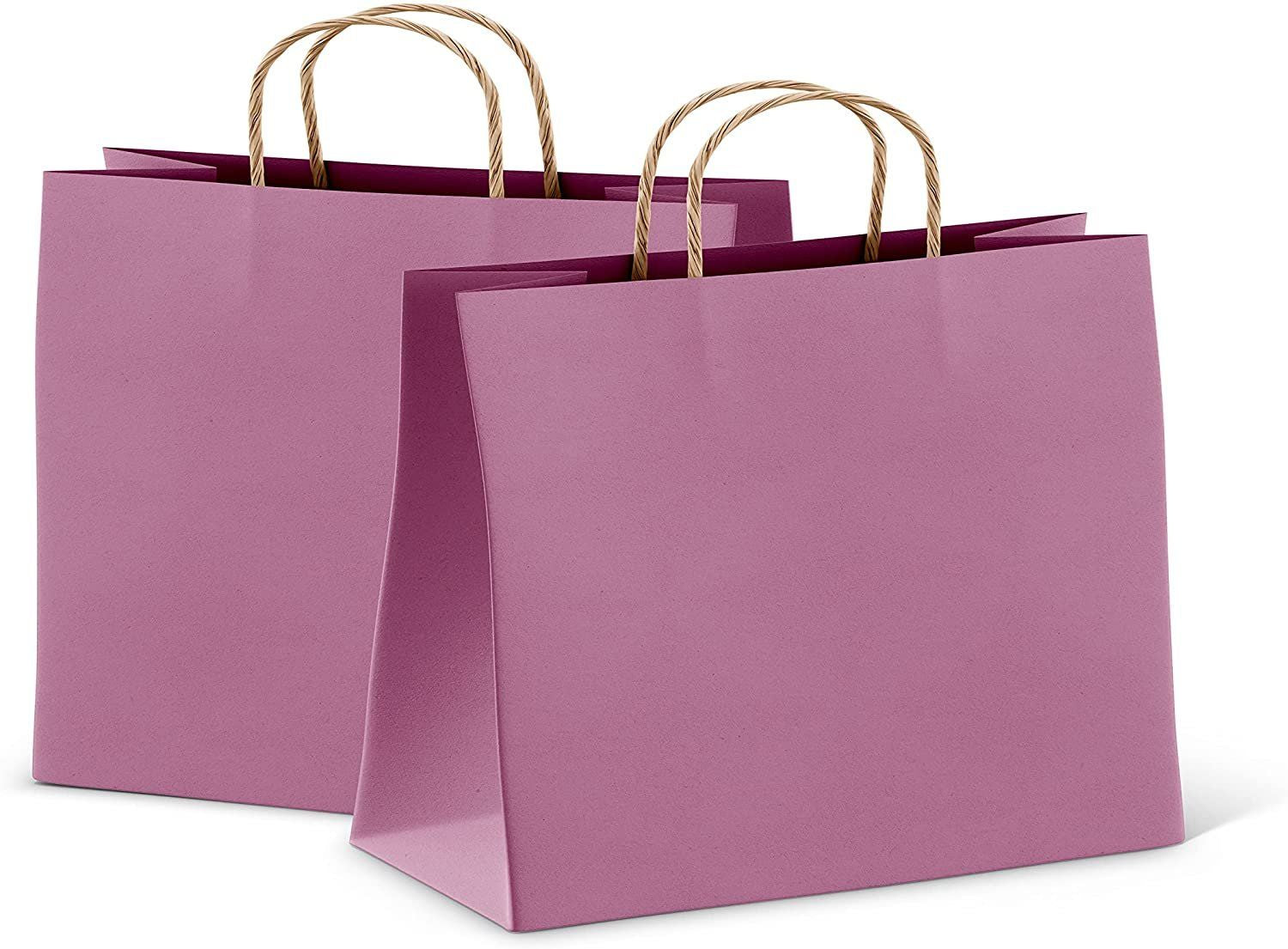 Purple Shopping Bags with Handles 16 x 6 x 12 Pack of 50 Purple Paper Bags with Handles Bulk 150 gSM Purple gift Bags with Handl