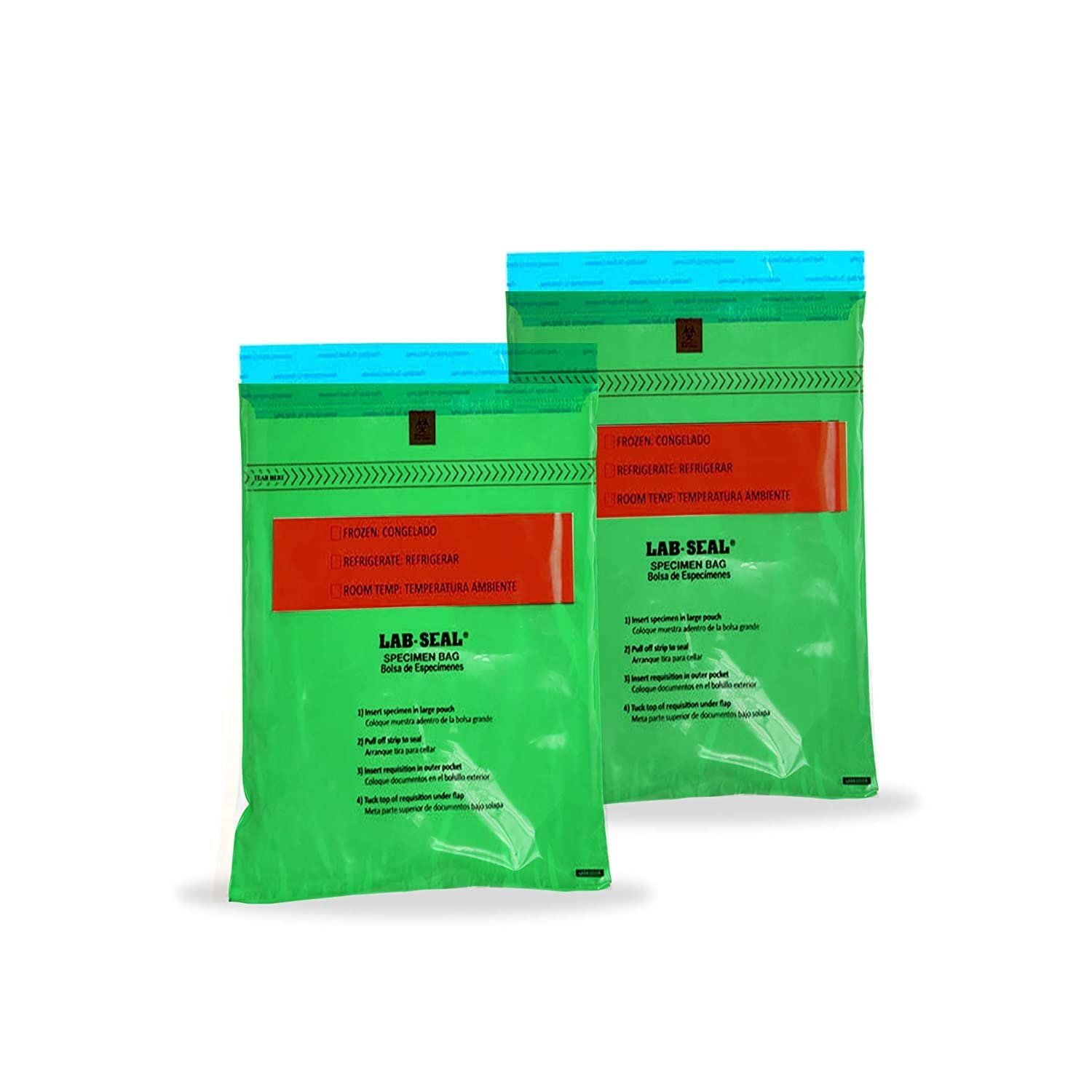 Pack of 1000 Tamper-Evident Specimen Bags clear 6 x 10 Printed Polyethylene Bags 6x10 Pull Tab Adhesive closure 180 mil Thick Re