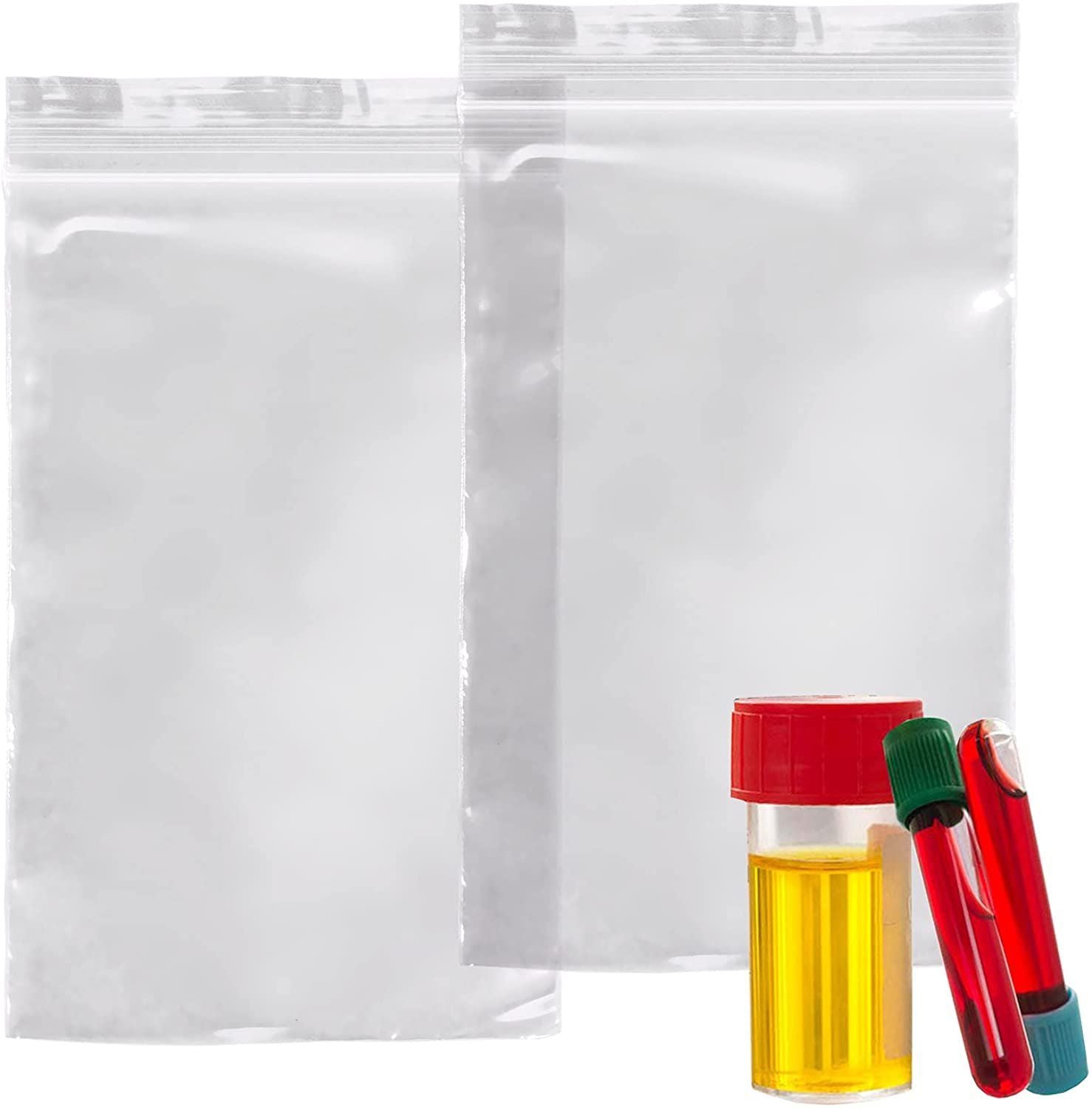 Pack of 1000 Biohazard Specimen Bags Red and Black 8 x 10 Zipper Locking clear Bags 8x10 Thickness 2 mil Printed Transport Bags 