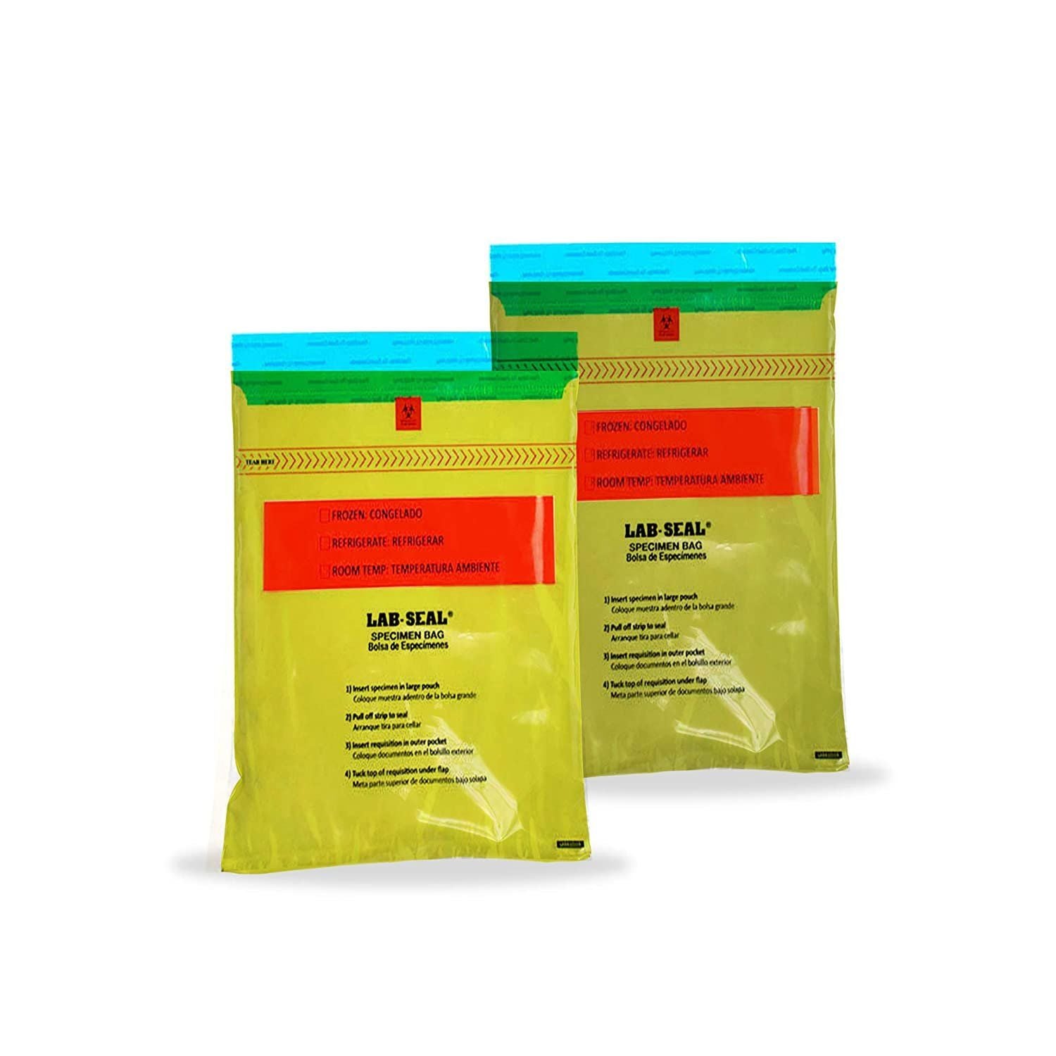 Pack of 1000 Tamper-Evident Specimen Bags STAT Yellow 6 x 10 Polyethylene Bags 6x10 Pull Tab Adhesive closure 180 mil Thick Remo