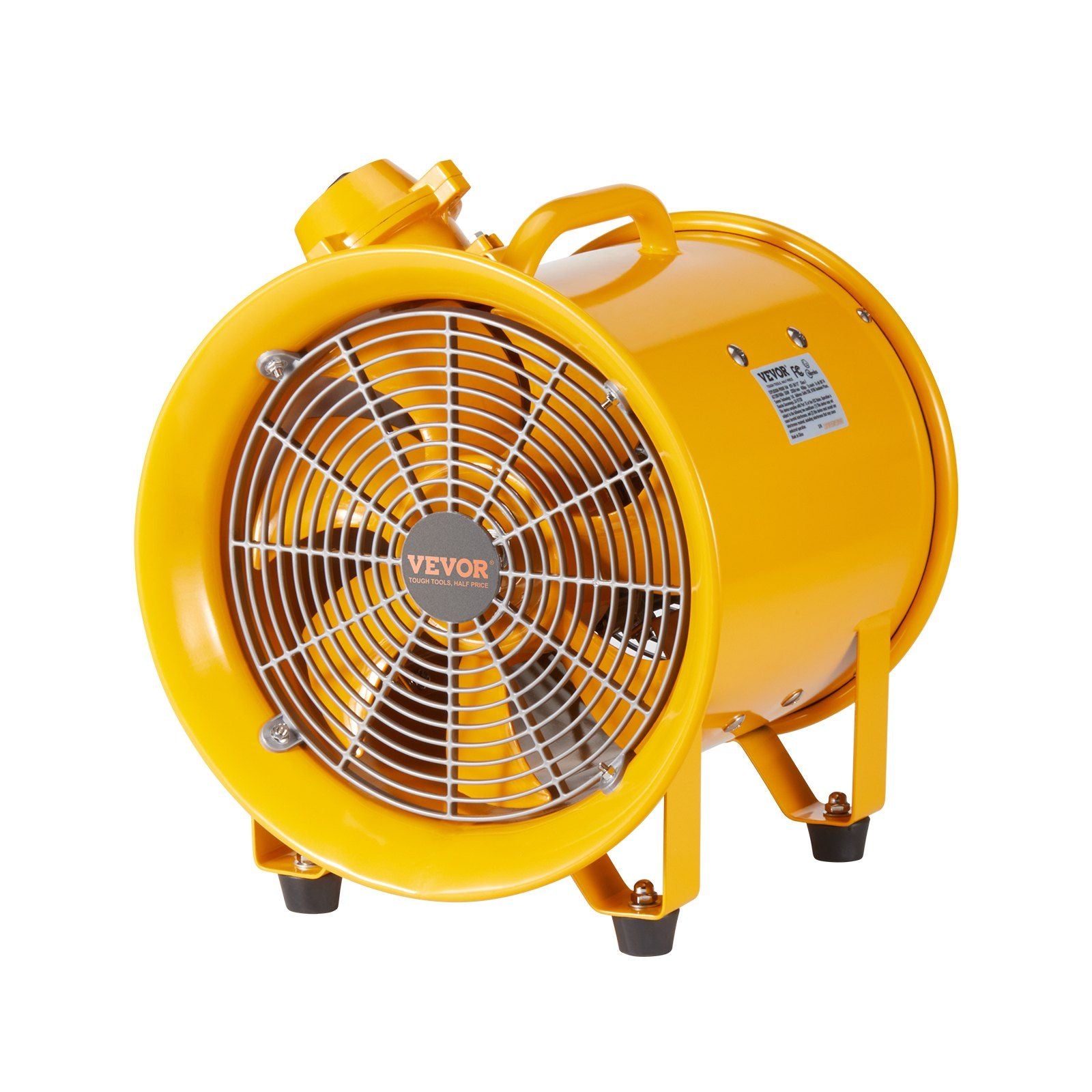 Vevor Portable Ventilator, 12'' Heavy Duty Cylinder Fan, 550W Strong Shop Exhaust Fan 2500Cfm, 9.8Ft Power Cord (No Charging Hea