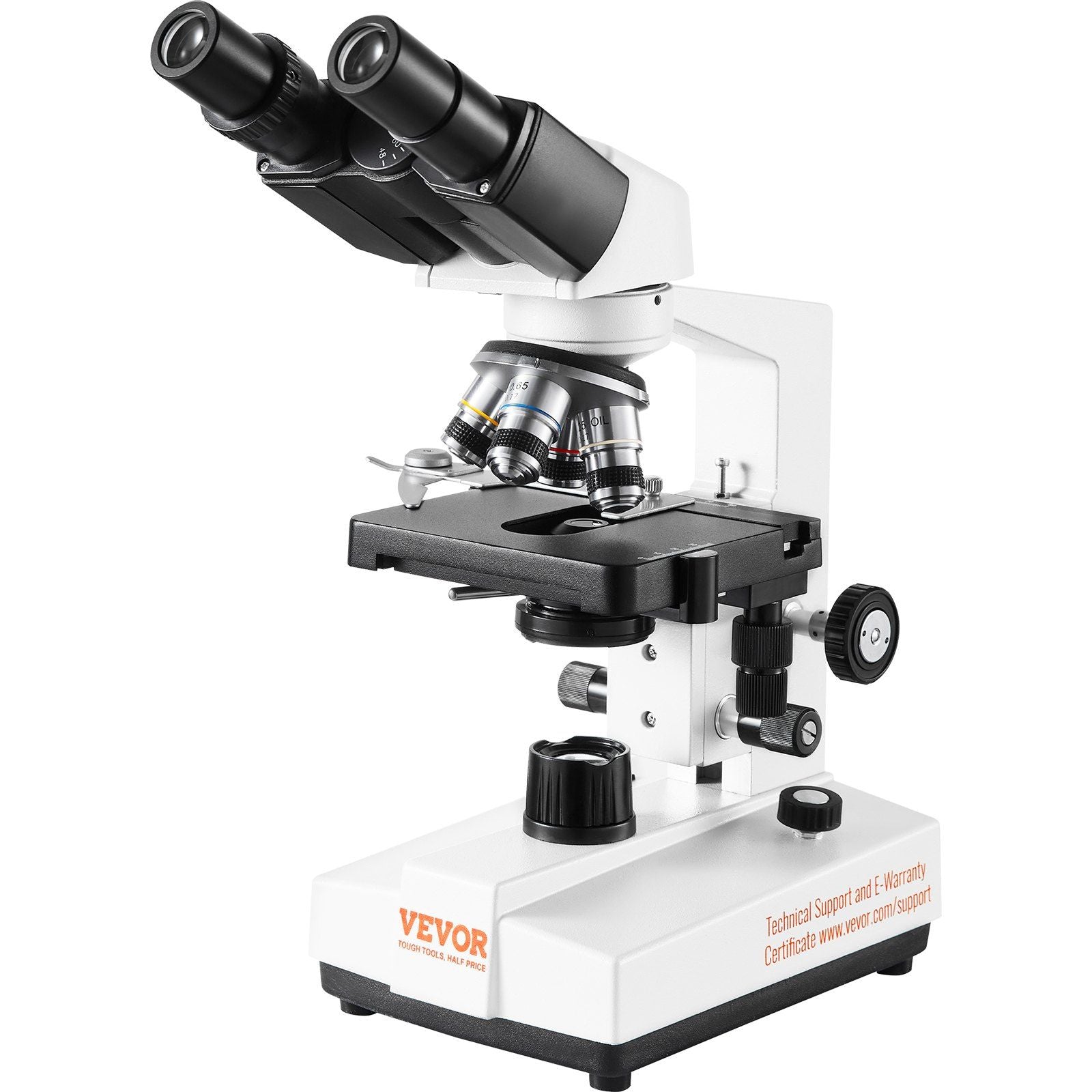 VEVOR Binocular Compound Microscope, 40X-2500X Magnification, Binocular Compound Lab Microscope with LED Illumination, Two-Layer