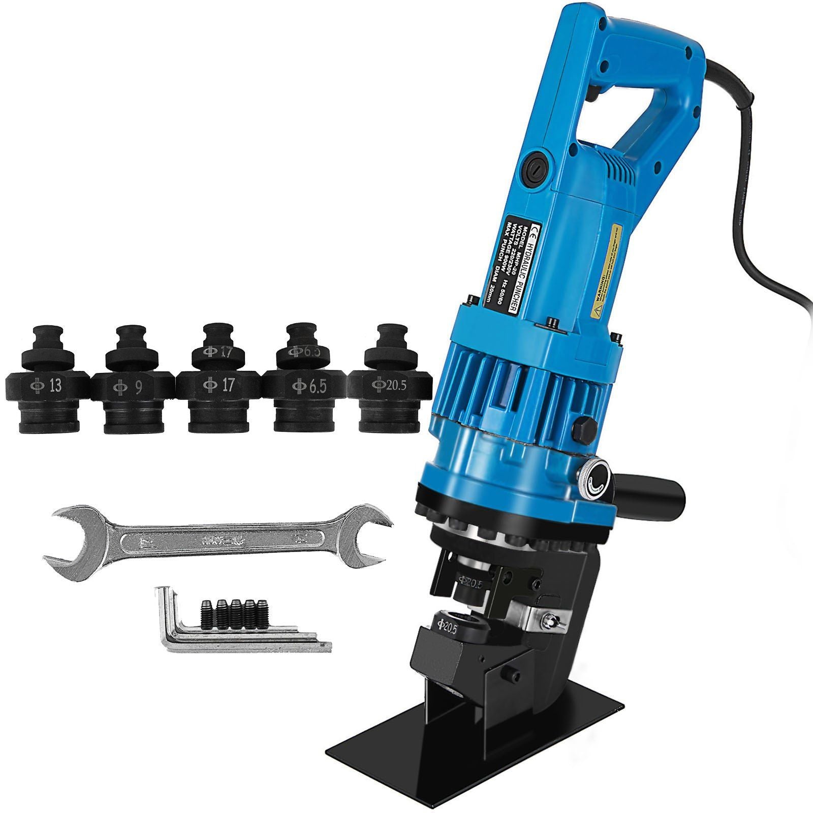 VEVOR Hydraulic Hole Puncher Cutting Thick 1/4,Electric Hydraulic Hole Punching Tool w/ 5-Dies Set,Hydraulic Metal Hole Puncher 