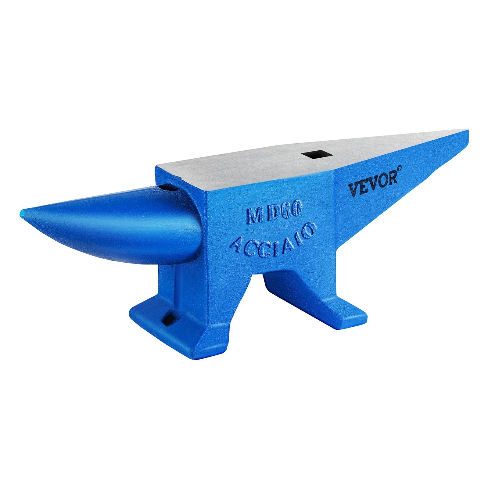 VEVOR Single Horn Anvil 132Lbs Cast Steel Anvil Blacksmith for Sale Forge Steel Tools W/ Round and Square Hole and Equipment Anv