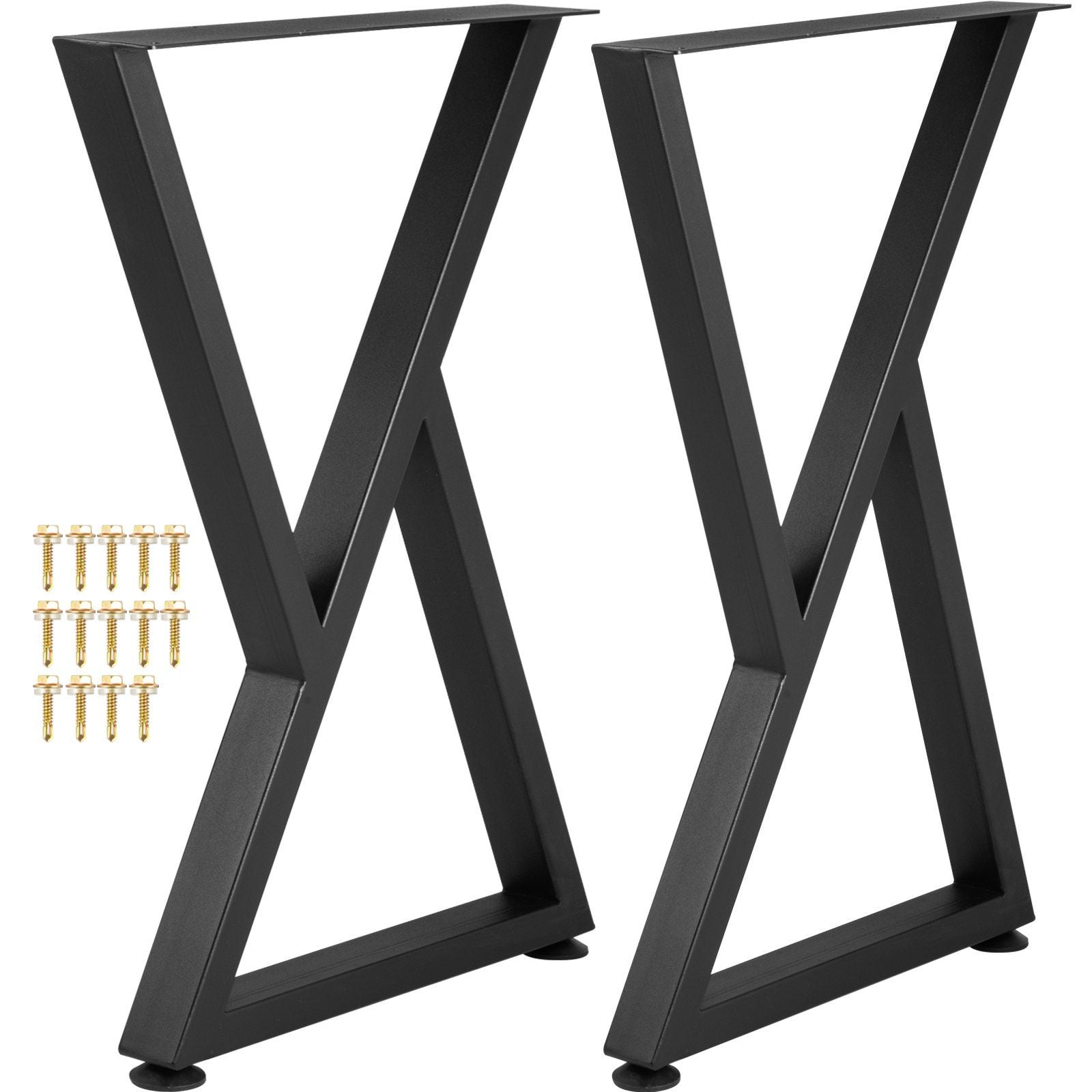 VEVOR Metal Table Legs, 28x18 inch Desk Legs, Set of 2, Heavy Duty Bench Legs, Z Shape Metal Furniture Legs, Wrought Iron Coffee