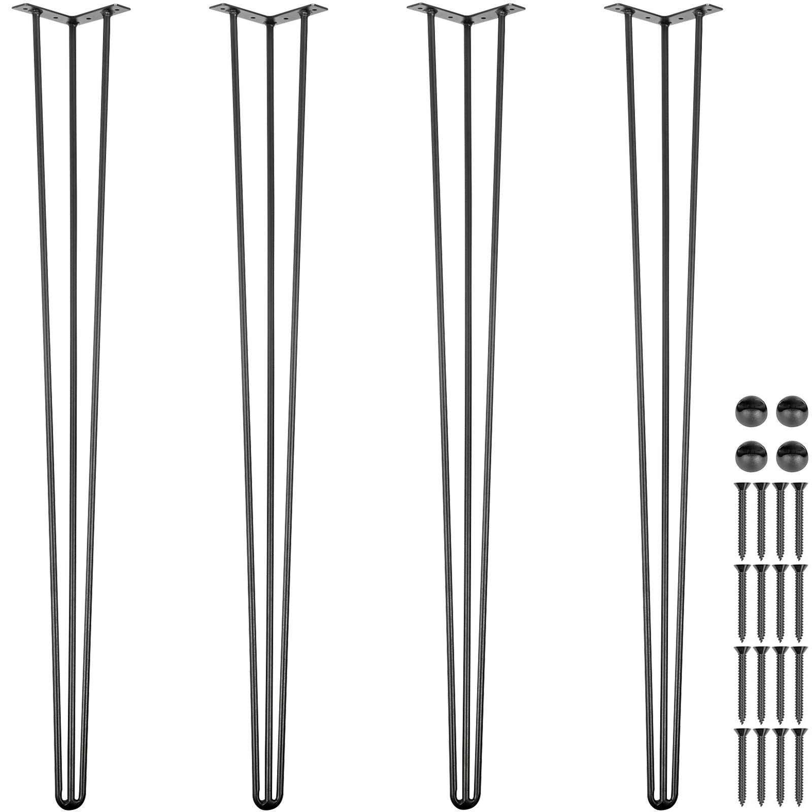VEVOR Hairpin Table Legs 40 Black Set of 4 Desk Legs 880lbs Load Capacity (Each 220lbs) Hairpin Desk Legs 3 Rods for Bench Desk 