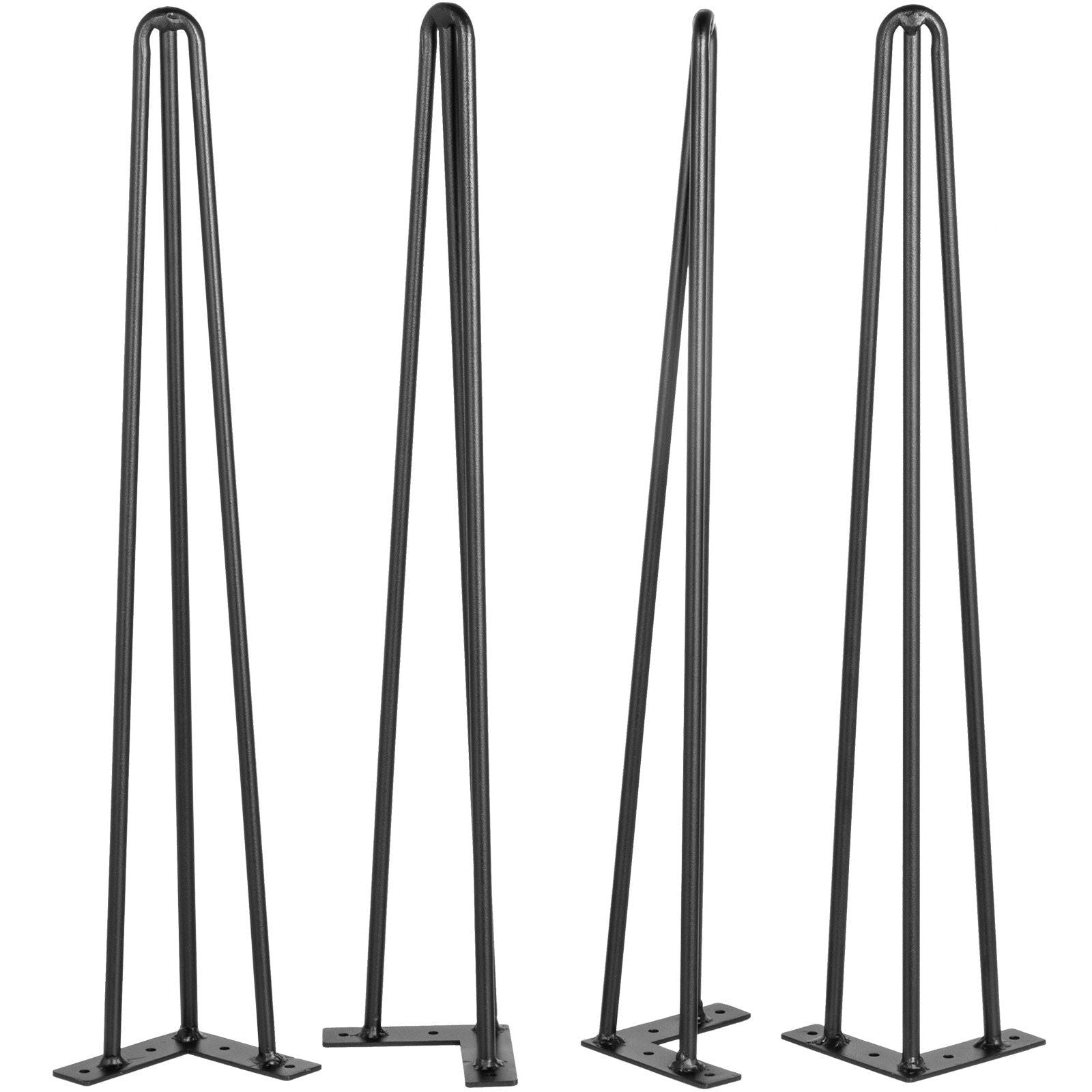 VEVOR Hairpin Table Legs 24 Black Set of 4 Desk Legs 880lbs Load Capacity (Each 220lbs) Hairpin Desk Legs 3 Rods for Bench Desk 