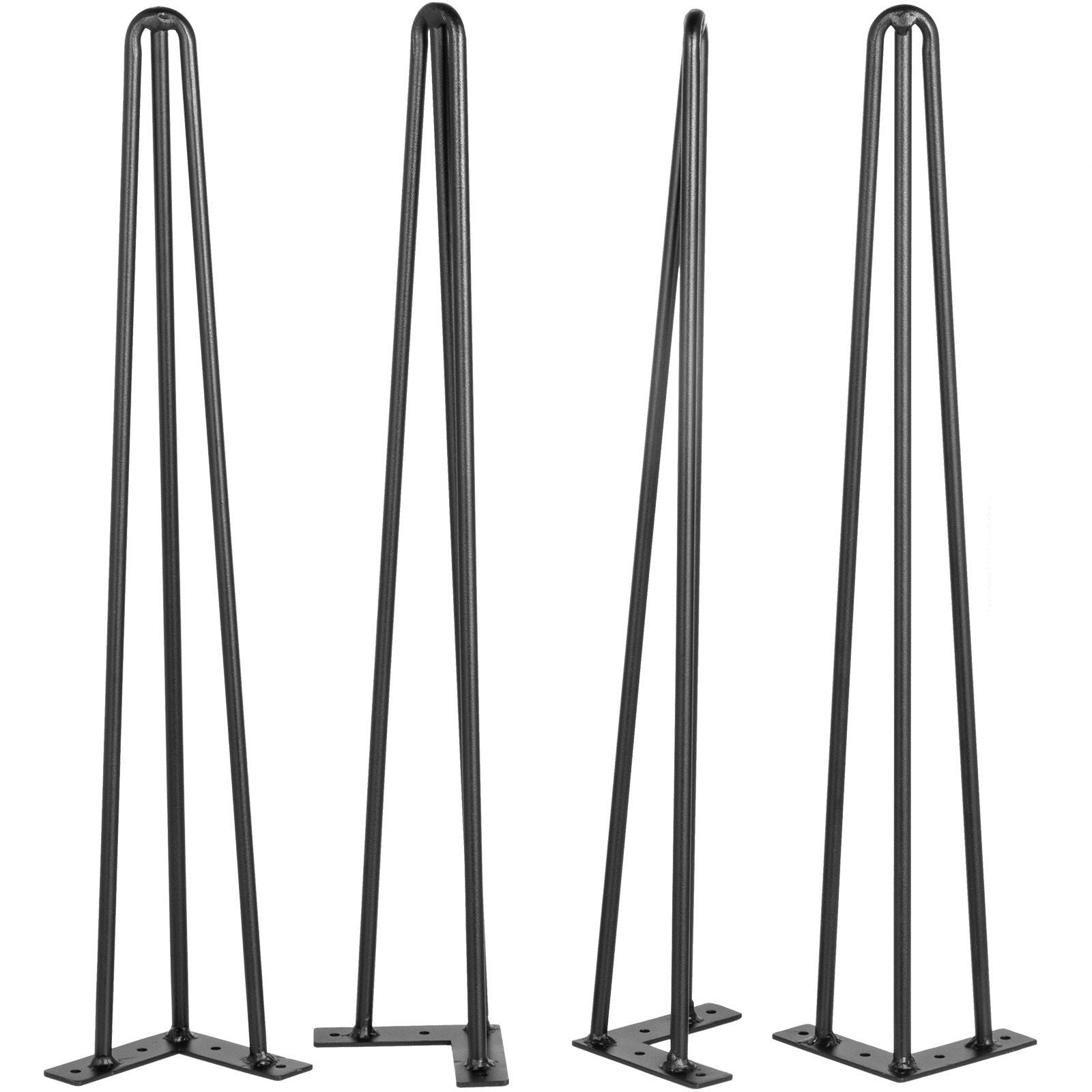 VEVOR Hairpin Table Legs 20 Black Set of 4 Desk Legs 880lbs Load Capacity (Each 220lbs) Hairpin Desk Legs 3 Rods for Bench Desk 