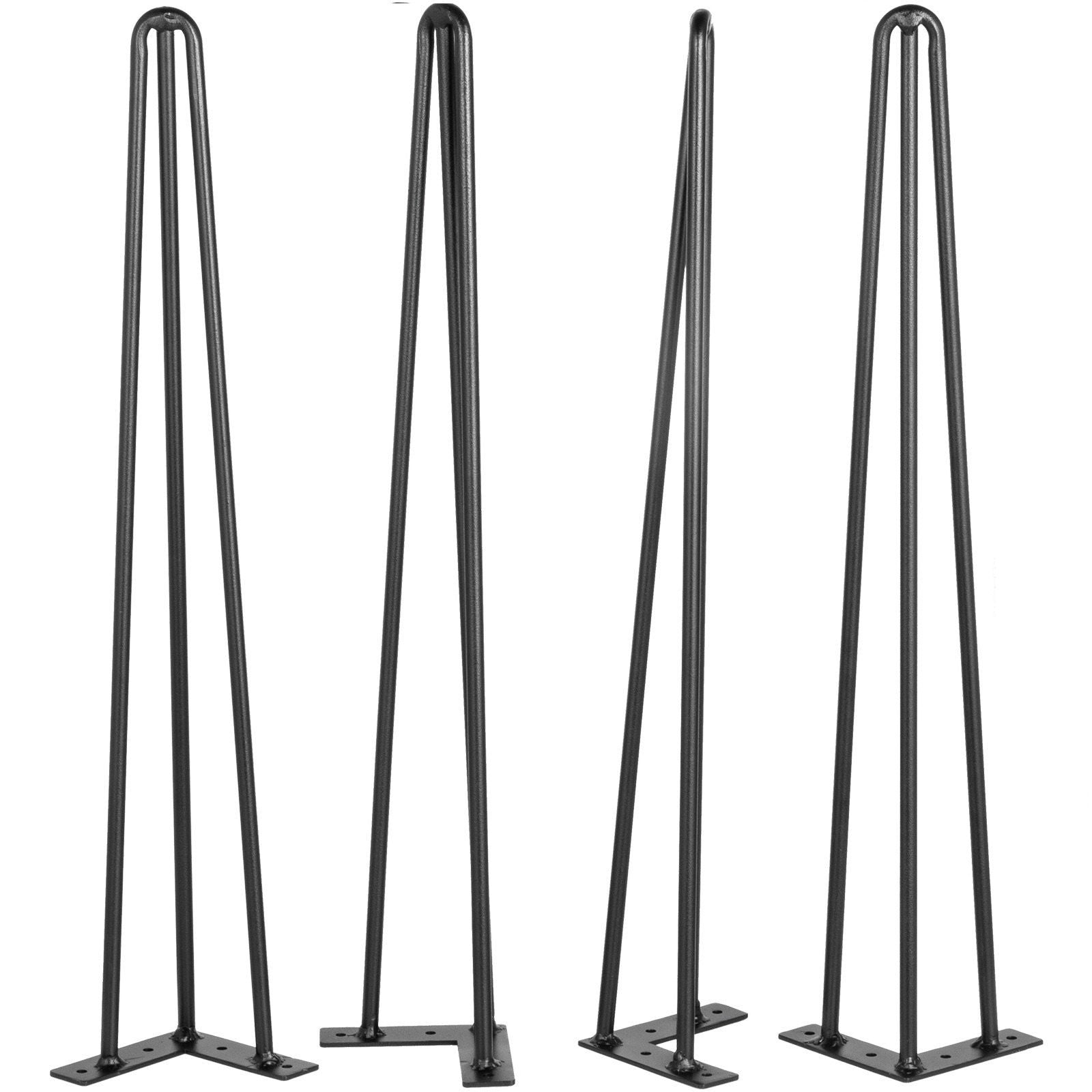 VEVOR Hairpin Table Legs 26 Black Set of 4 Desk Legs 880lbs Load Capacity (Each 220lbs) Hairpin Desk Legs 3 Rods for Bench Desk 