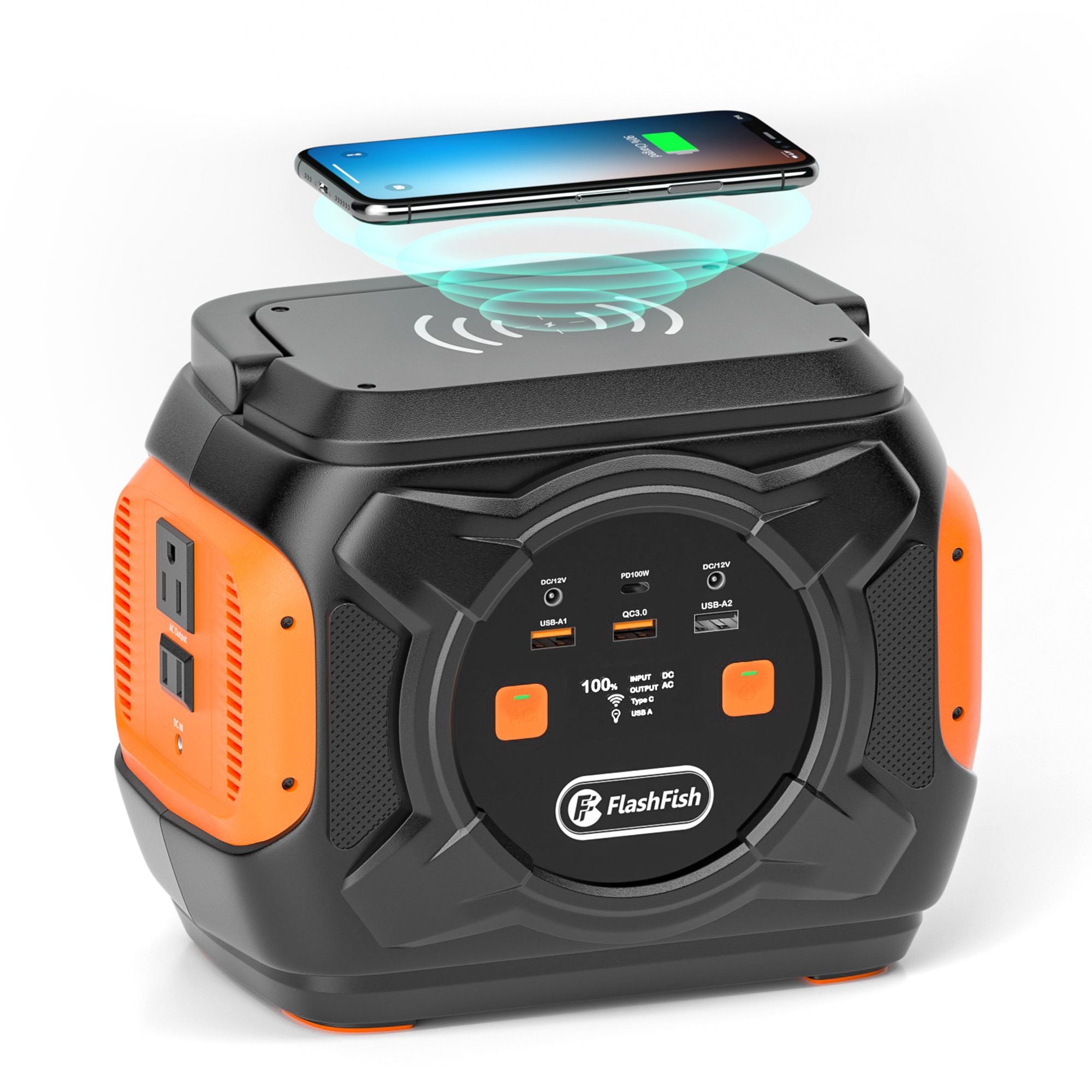 320W Portable Power Station  Flashfish 292Wh 80000mAh Solar generator Backup Power With AcDc100W PD Type-cQc30Wireless charger F