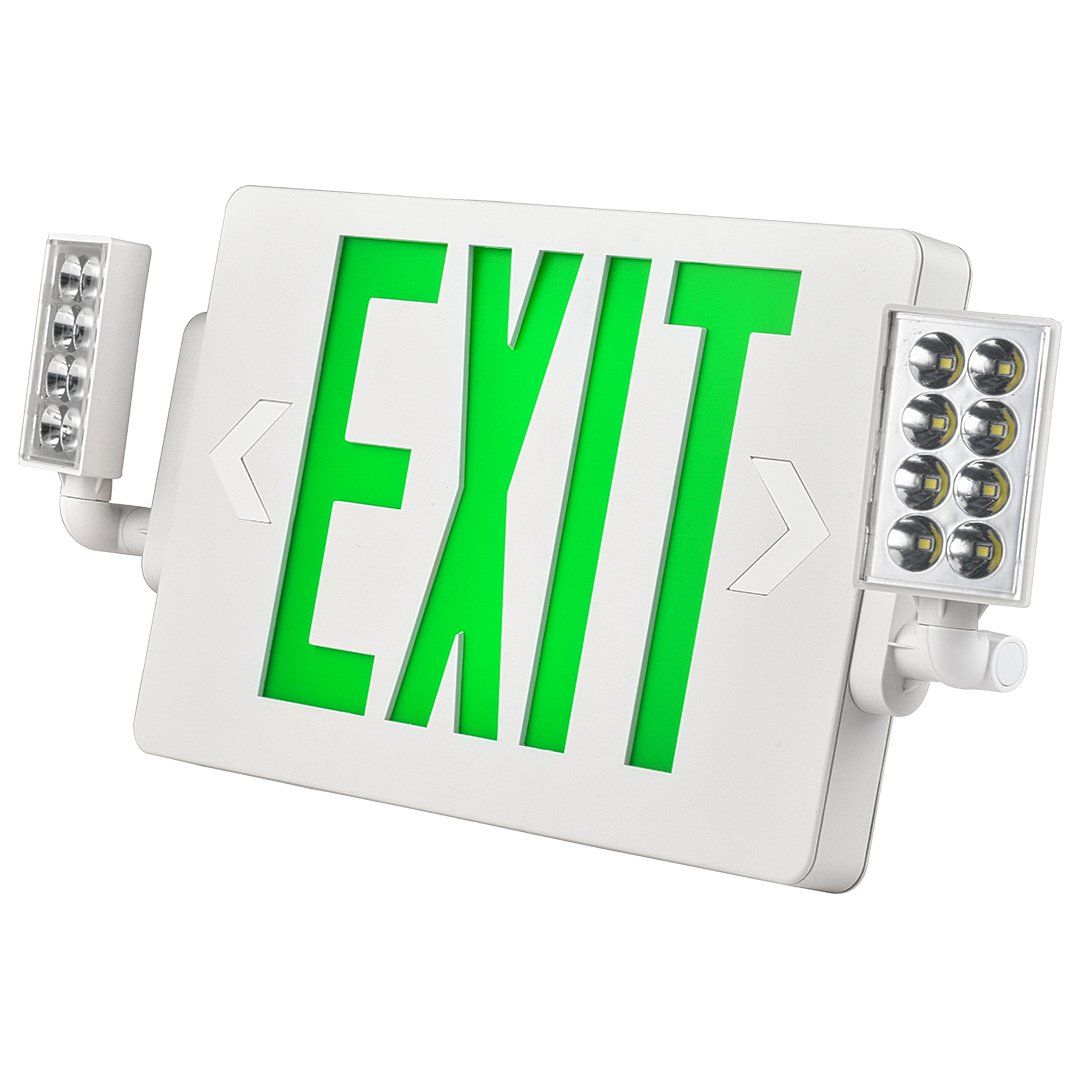 Led Exit & Emergency Light Combo | Single & Double Face | Green Letters | 3.6V Ni-MH Battery | 90 Minute battery Backup | 120-27