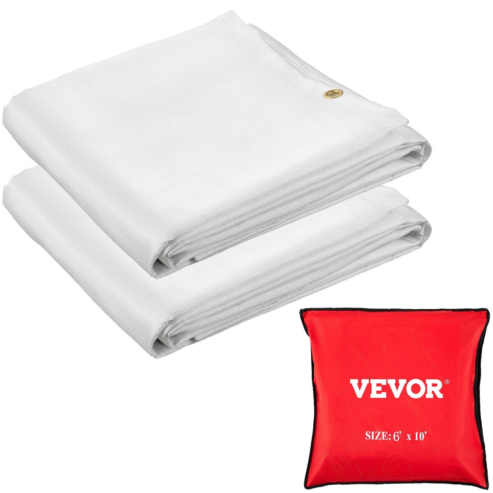 VEVOR Fire Blankets, 2 Pack Welding Blankets, 6 x 10 Fire Suppression Blanket, 1022 F Flame Retardant Blanket, White Fire Emer