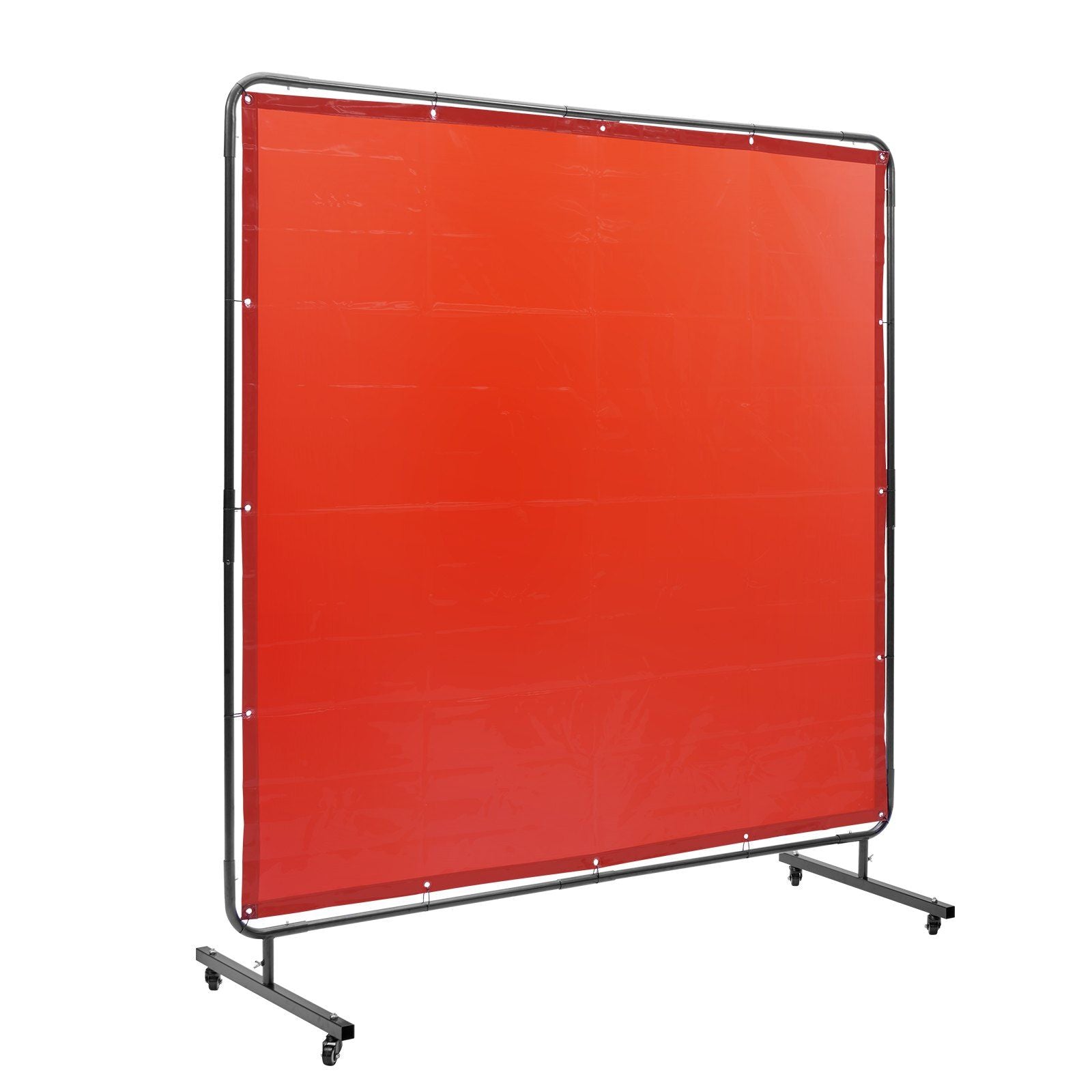 VEVOR Welding Screen with Frame, 6 x 6 Welding Curtain Screen, Flame-Resistant Vinyl Welding Protection Screen on 4 Swivel Whe