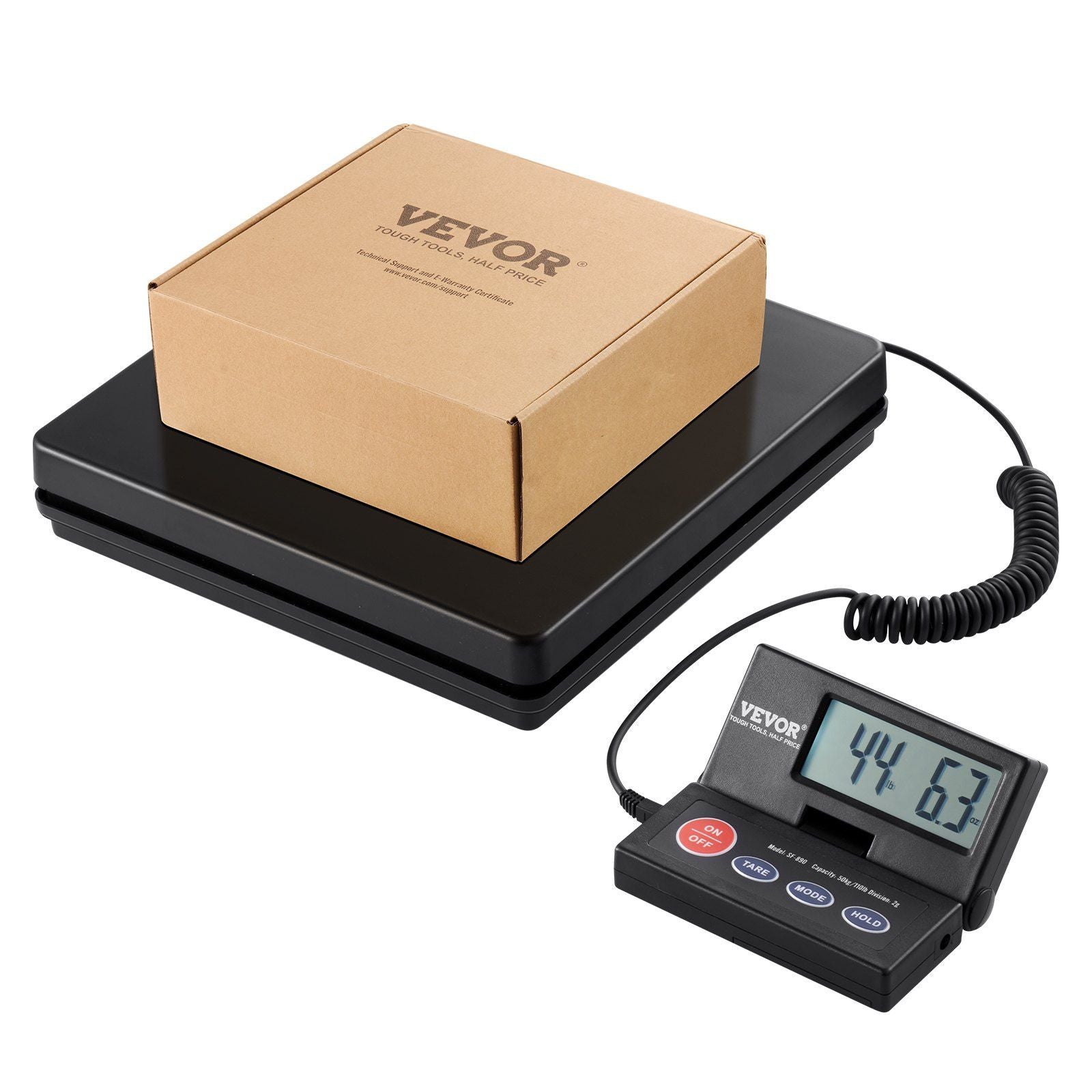 VEVOR Digital Shipping Scale, 110 lbs x 0.07 oz. Heavy Duty Postal Scale with Timer, Tare, Hold Function, 90 Foldable LCD Screen