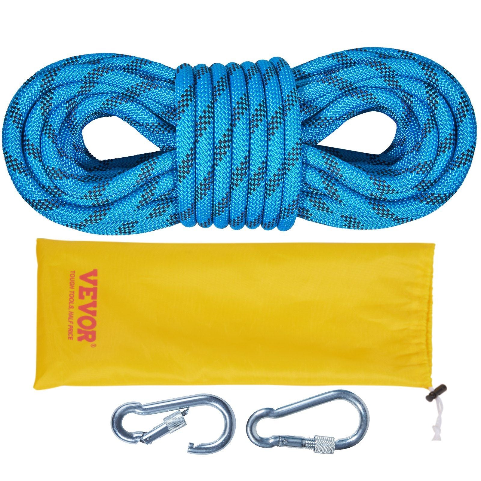 VEVOR Static Climbing Rope, 32 ft Outdoor Rock Climbing Rope with 26KN Breaking Tension, 0.4 /10 mm High Strength Safety Rope,
