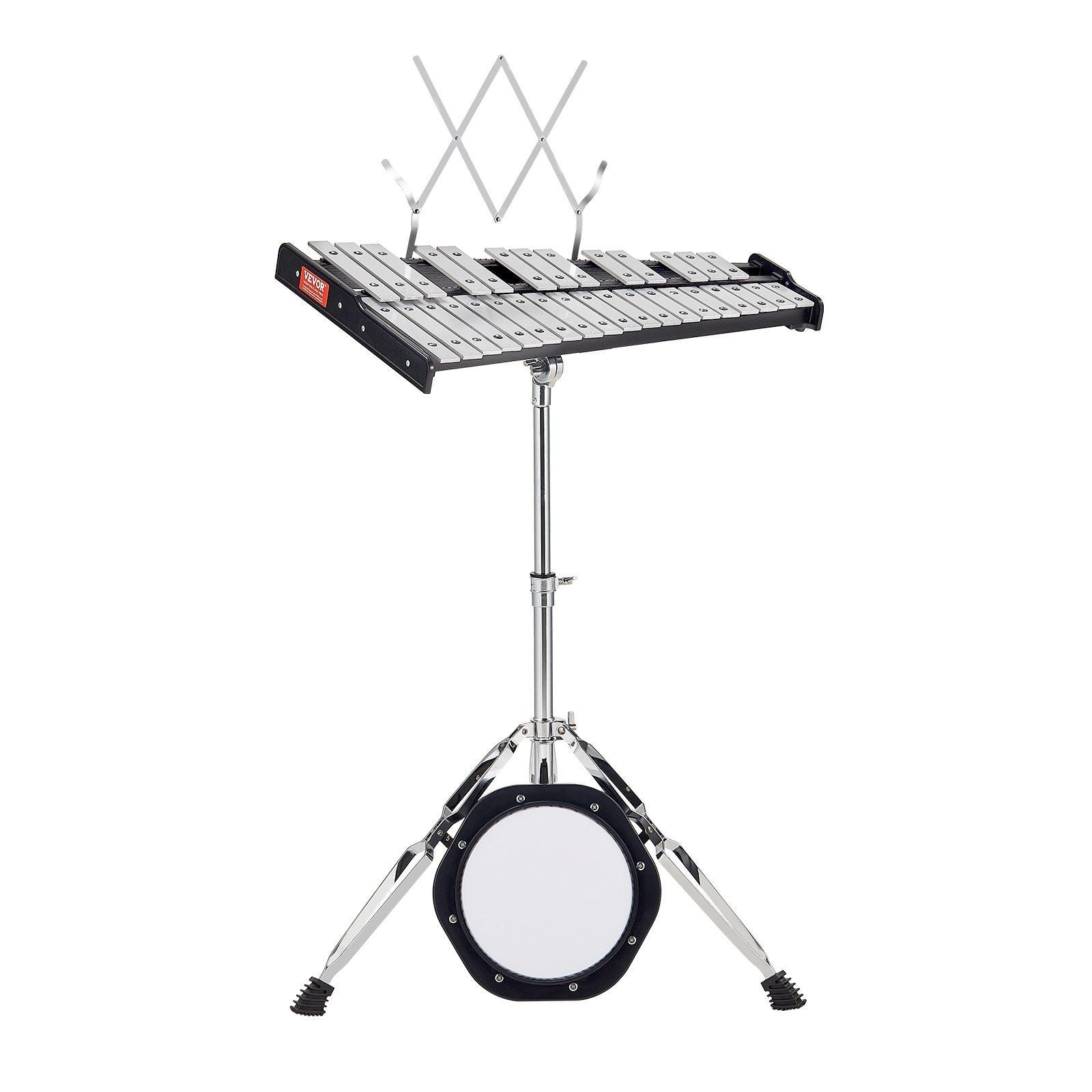 Vevor 32 Note Glockenspiel Xylophone Bell Kit, Professional Percussion Instrument Set With Mallets, Drum Sticks, Music Stand, 8'