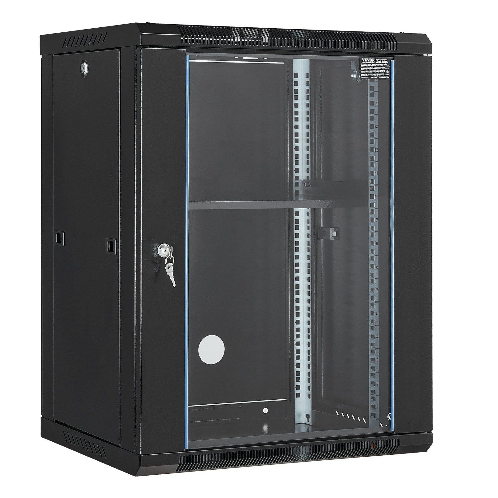 VEVOR 15U Wall Mount Network Server Rack Cabinet Enclosure 18 Glass Door Lock