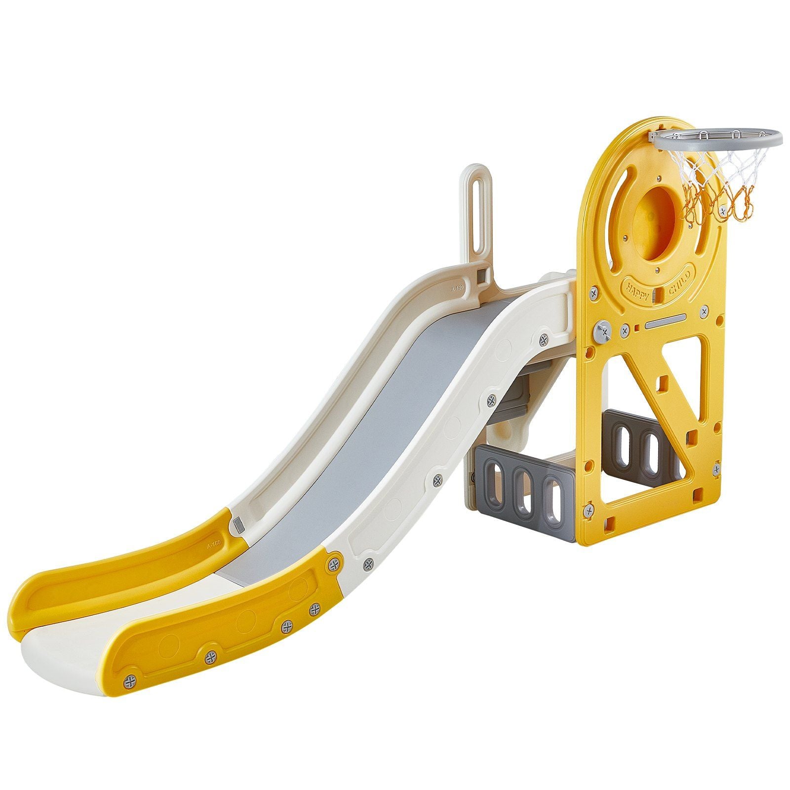 VEVOR Toddler Slide, Kid Slide for Toddlers Age 1-3 w/Climbable Ladders & Basketball Hoop & Storage Space, Indoor Outdoor Slide 