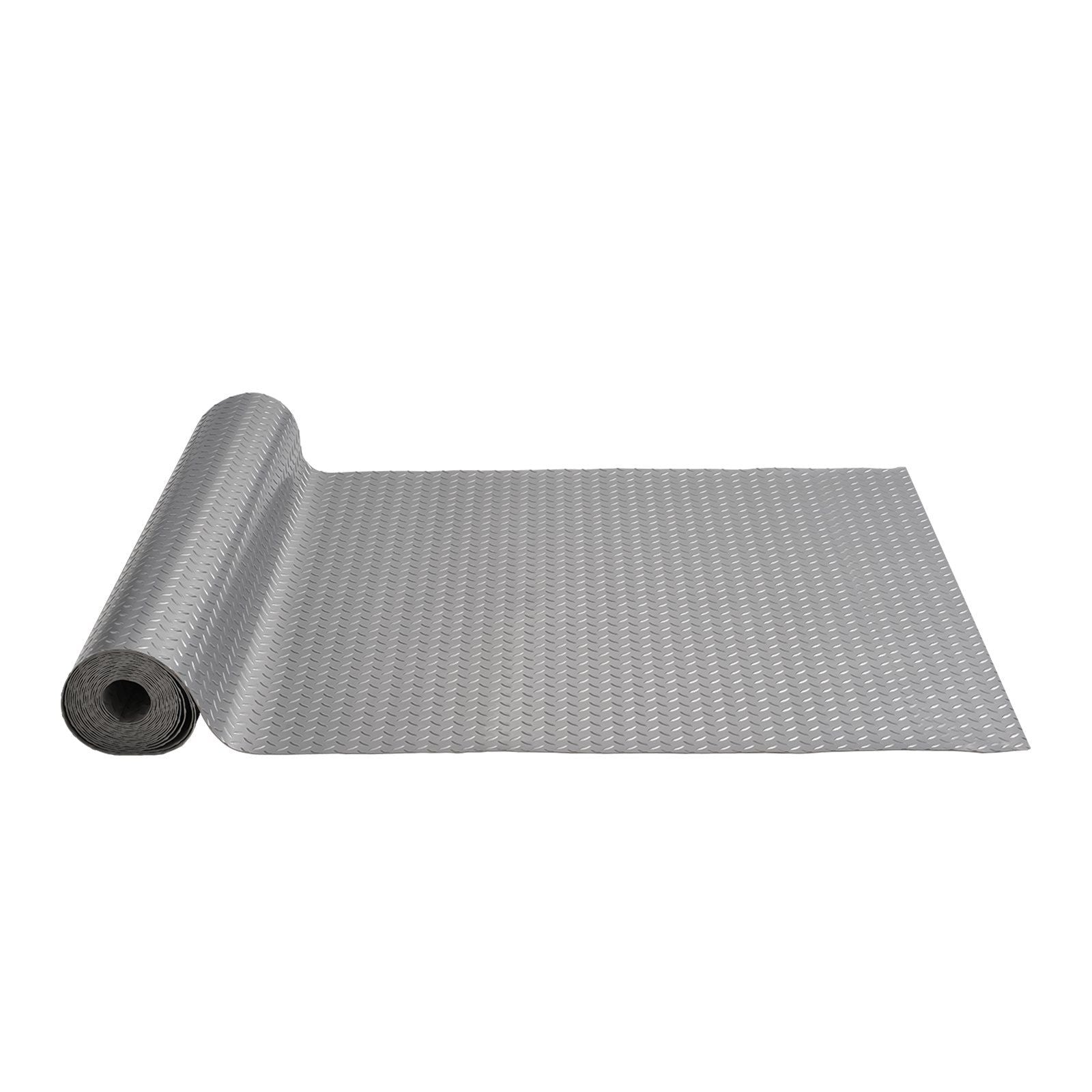 VEVOR Garage Floor Mat 4.9x13ft Vinyl Garage Flooring Roll Anti-Slide Diamond Texture Silver Garage Mats for Under Car 63.7sqft 