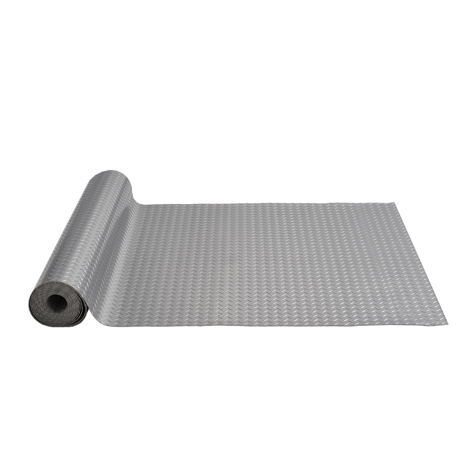 VEVOR Garage Floor Mat 4.9x19ft Vinyl Garage Flooring Roll Anti-Slide Diamond Texture Silver Garage Mats for Under Car 93 sqft C