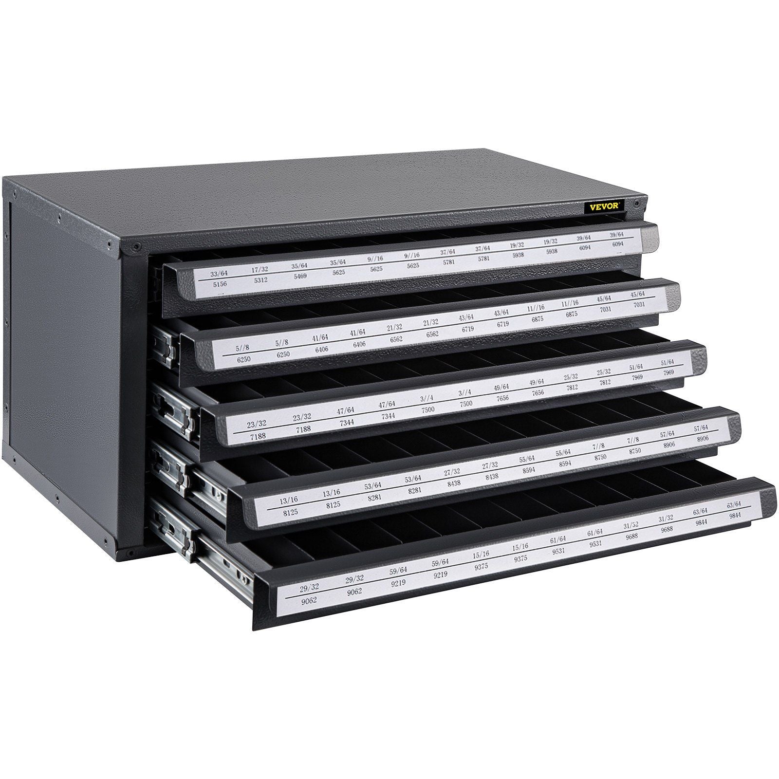 VEVOR Drill Bit Dispenser Cabinet, Five-Drawer Drill Bit Dispenser, 1/2 Reduced Shank Drill Bit Organizer Cabinet, Drill Dispens