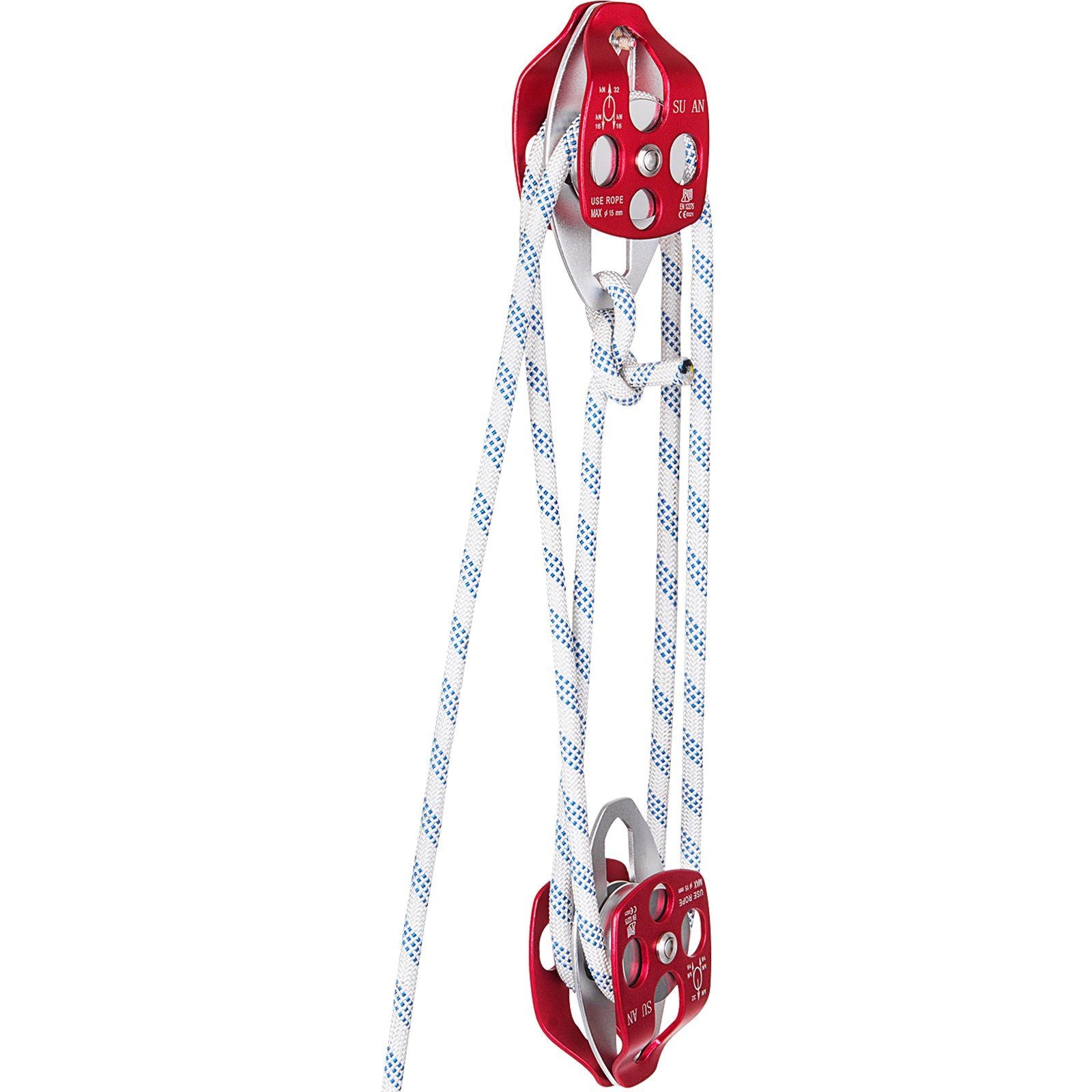 VEVOR Twin Sheave Block and Tackle 1/2 x 150Ft Twin Sheave Block with Braid Rope 30-35KN 6600-7705LBS Double Pulley Rigging