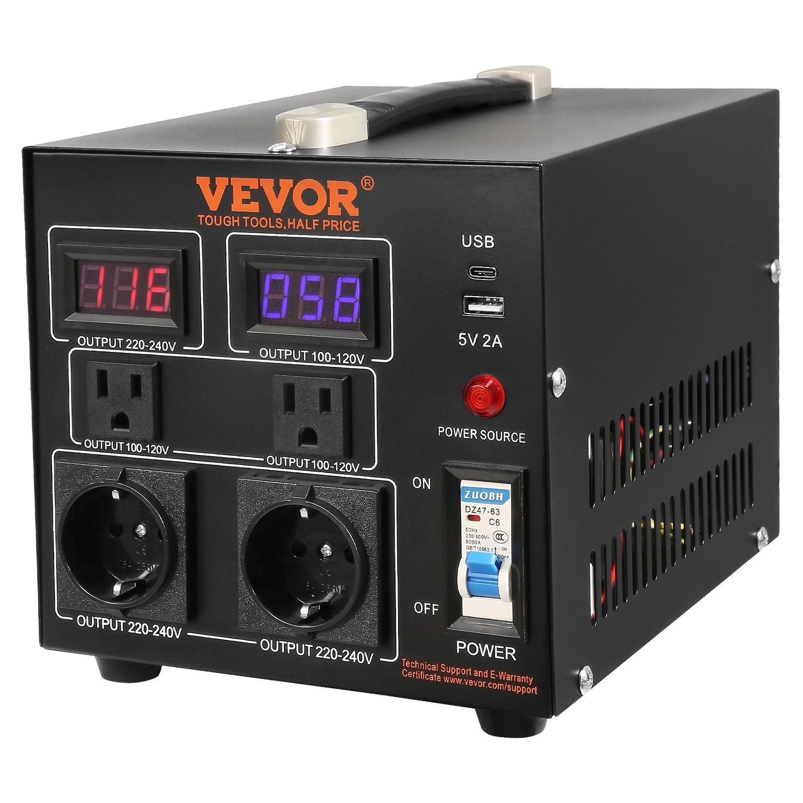 Vevor Voltage Converter Transformer, 1000W, Heavy Duty Step Up/Down Transformer, Convert From 110 Volt To 220 Volt And From 220