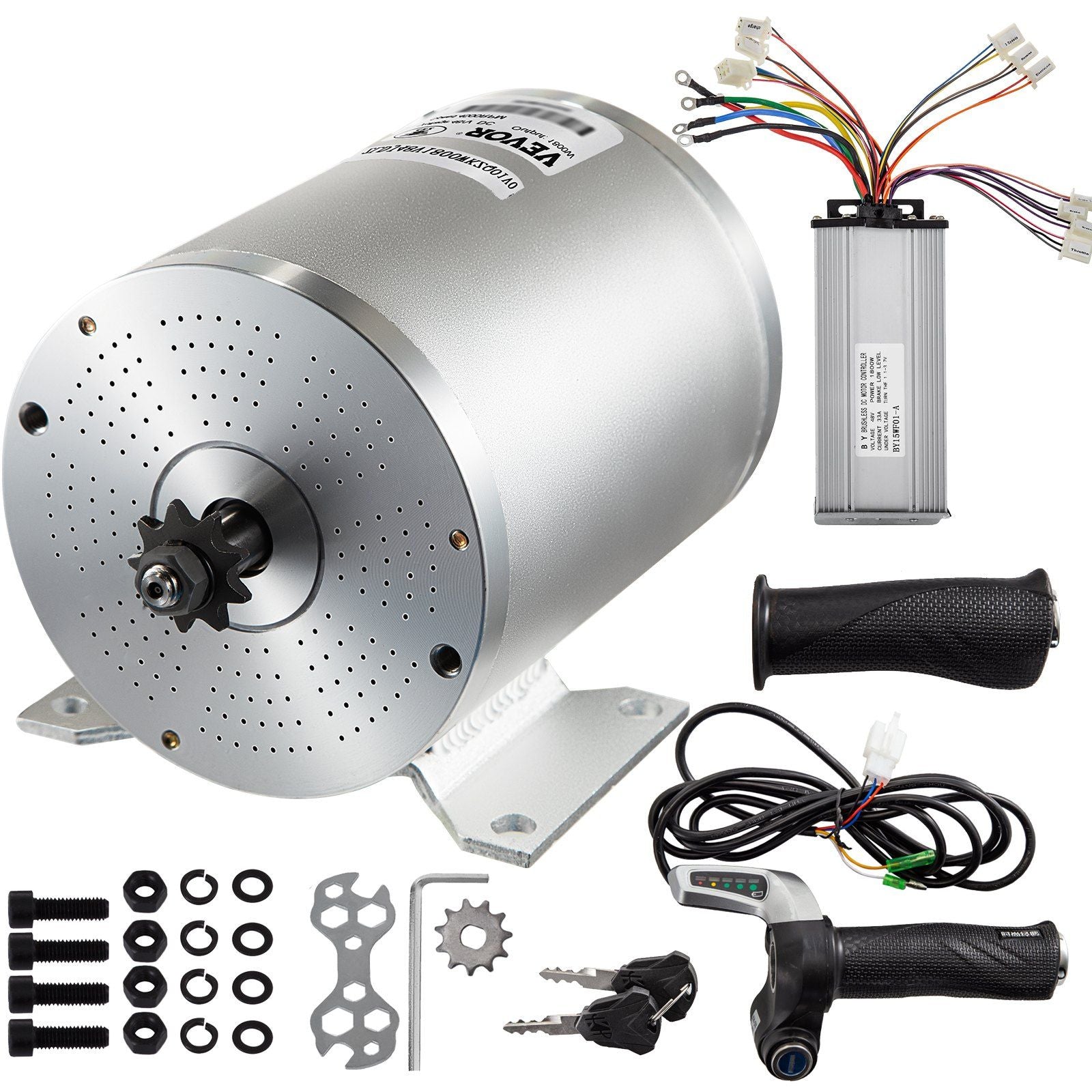 2000W 48V DC Brushless Motor w/Mounting Bracket &Controller &Key For E-Scooter