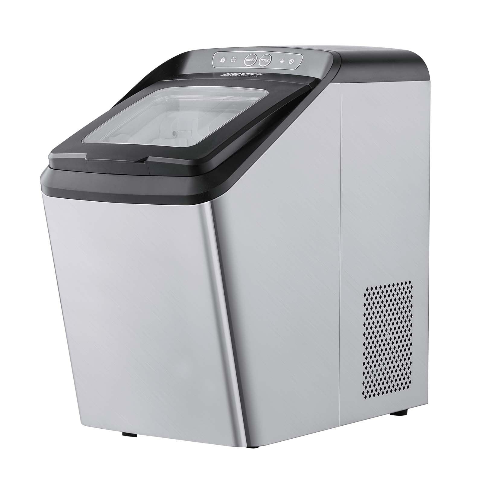 VEVOR Countertop Ice Maker, 30lbs in 24Hrs, Auto Self-Cleaning Portable Ice Maker with Ice Scoop, Basket and Drainpipe, 2 Ways W