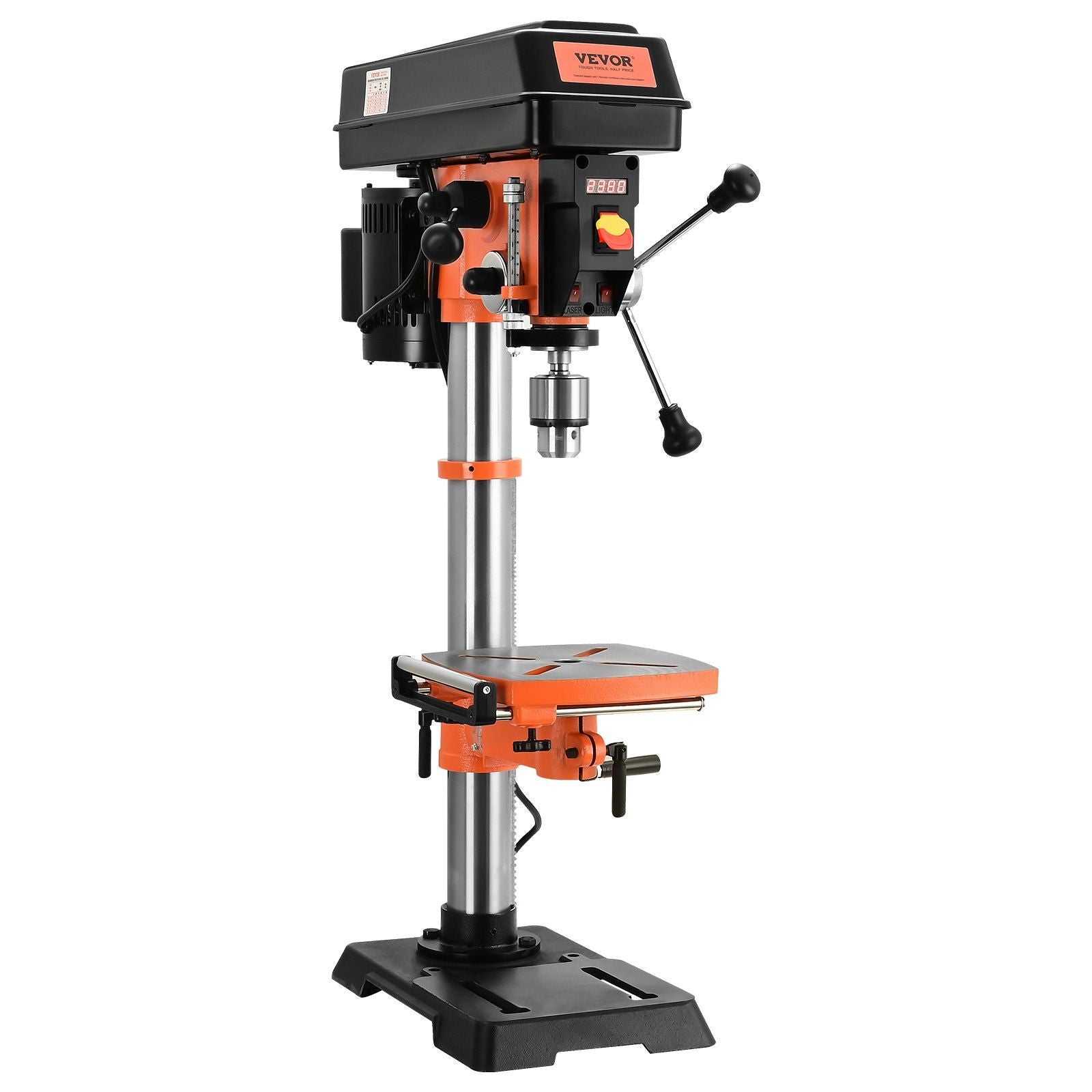 VEVOR 12 in Benchtop Drill Press, 5 Amp 120V, Variable Speed Cast Iron Bench Drill Press, 12 in Swing Distance 0-45 Tiltling Wor