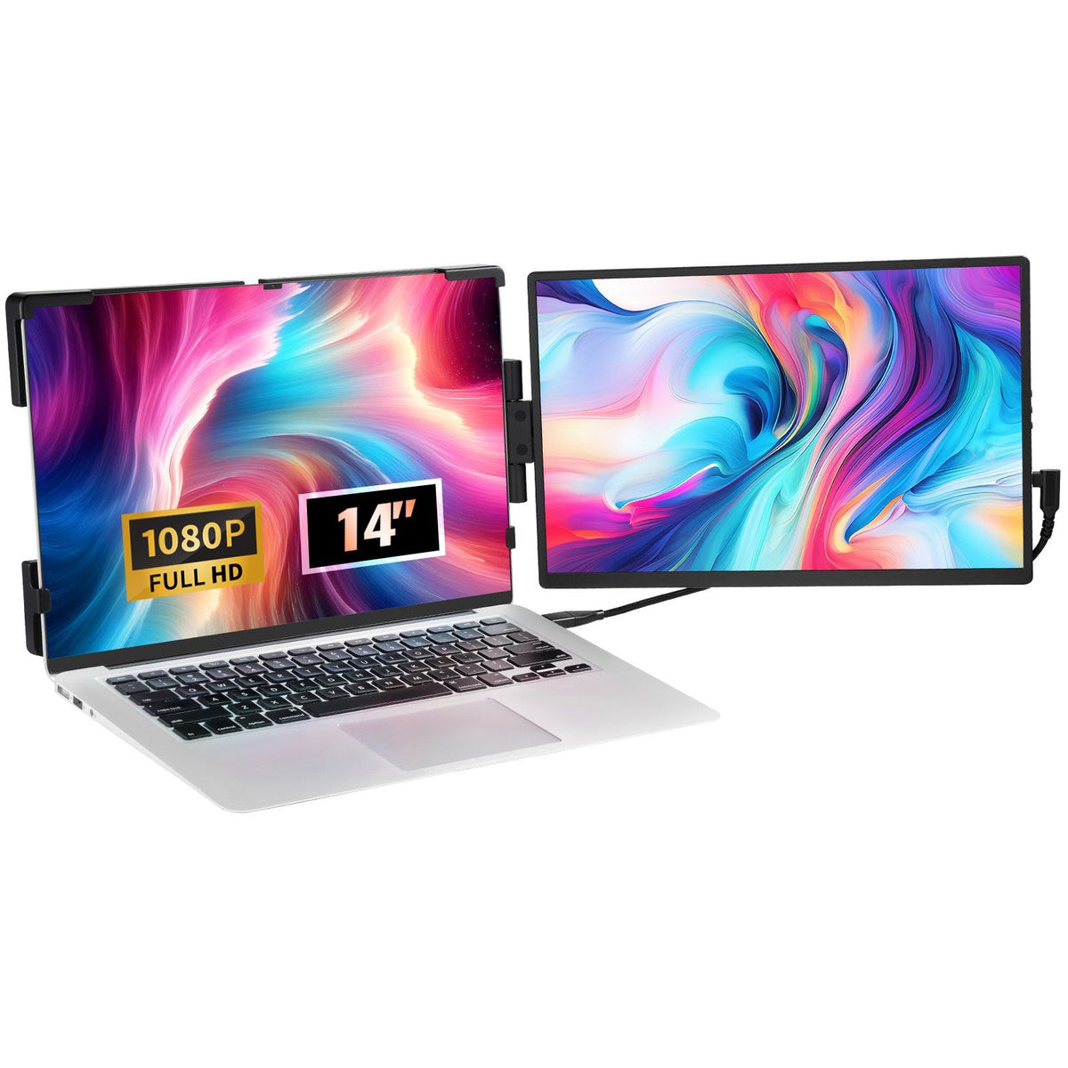 Vevor Laptop Screen Extender 14In Hd 1080P Portable Monitor For 13'' 17'' Laptop